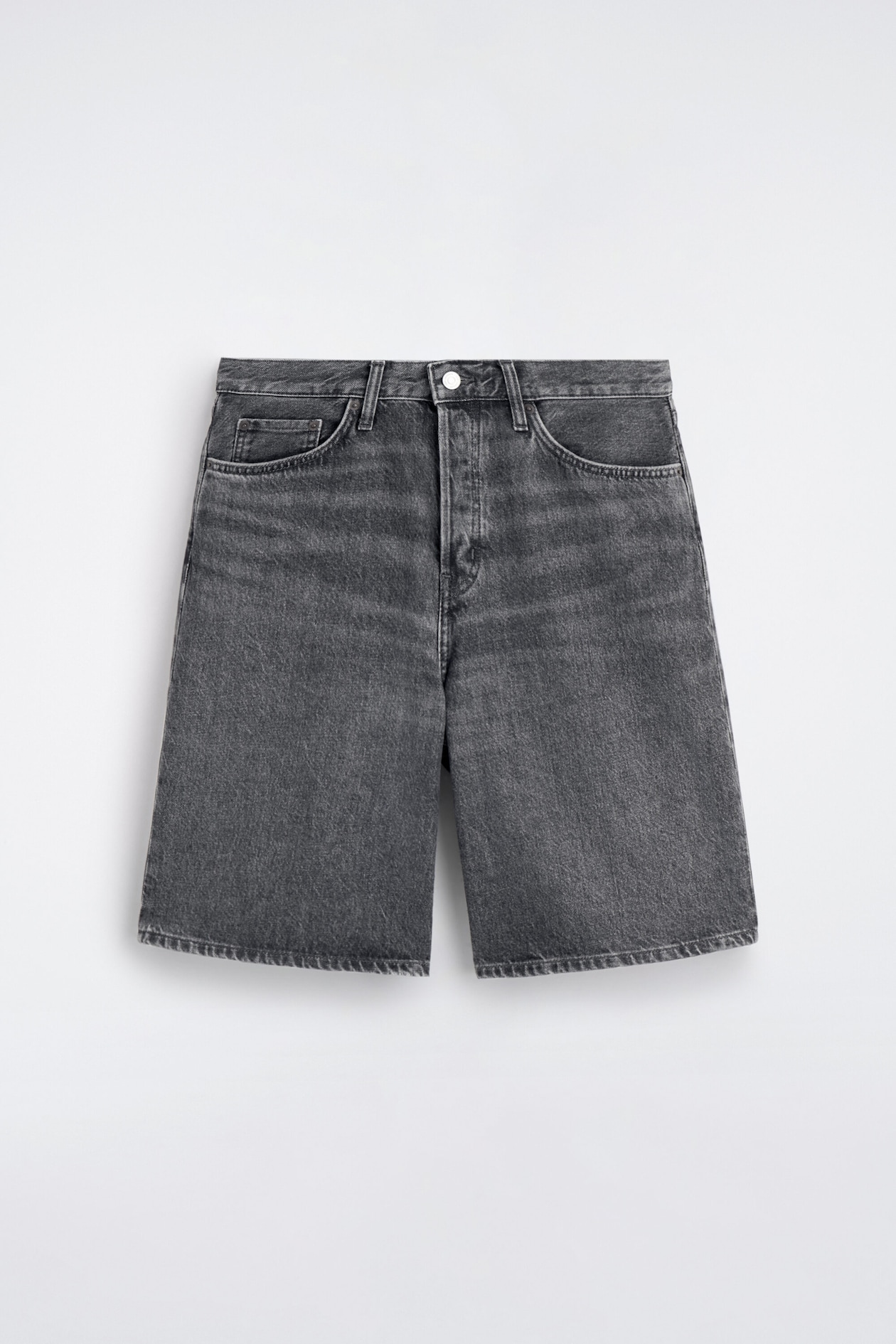 RIDER RELAXED-FIT DENIM SHORTS — FADED BLACK