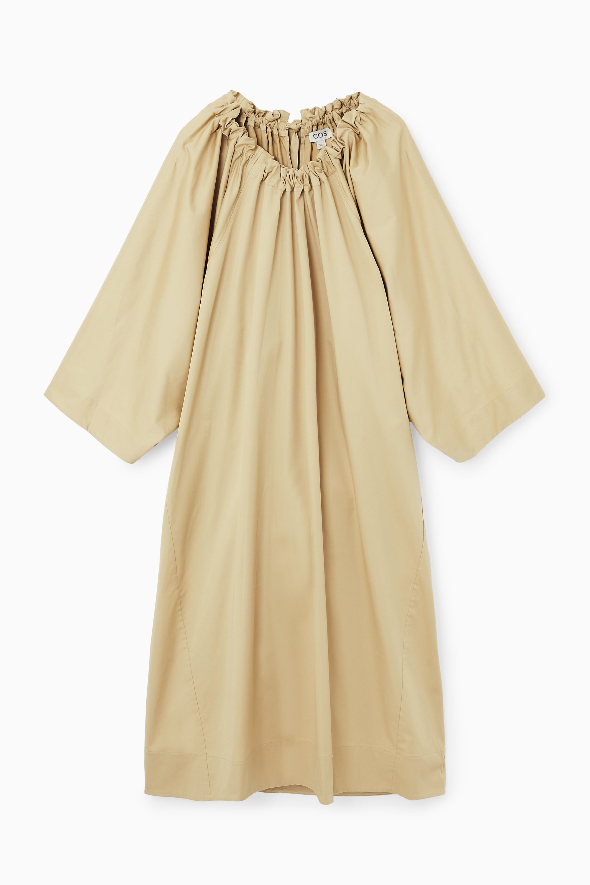 OVERSIZED COTTON MIDI DRESS - BEIGE | COS