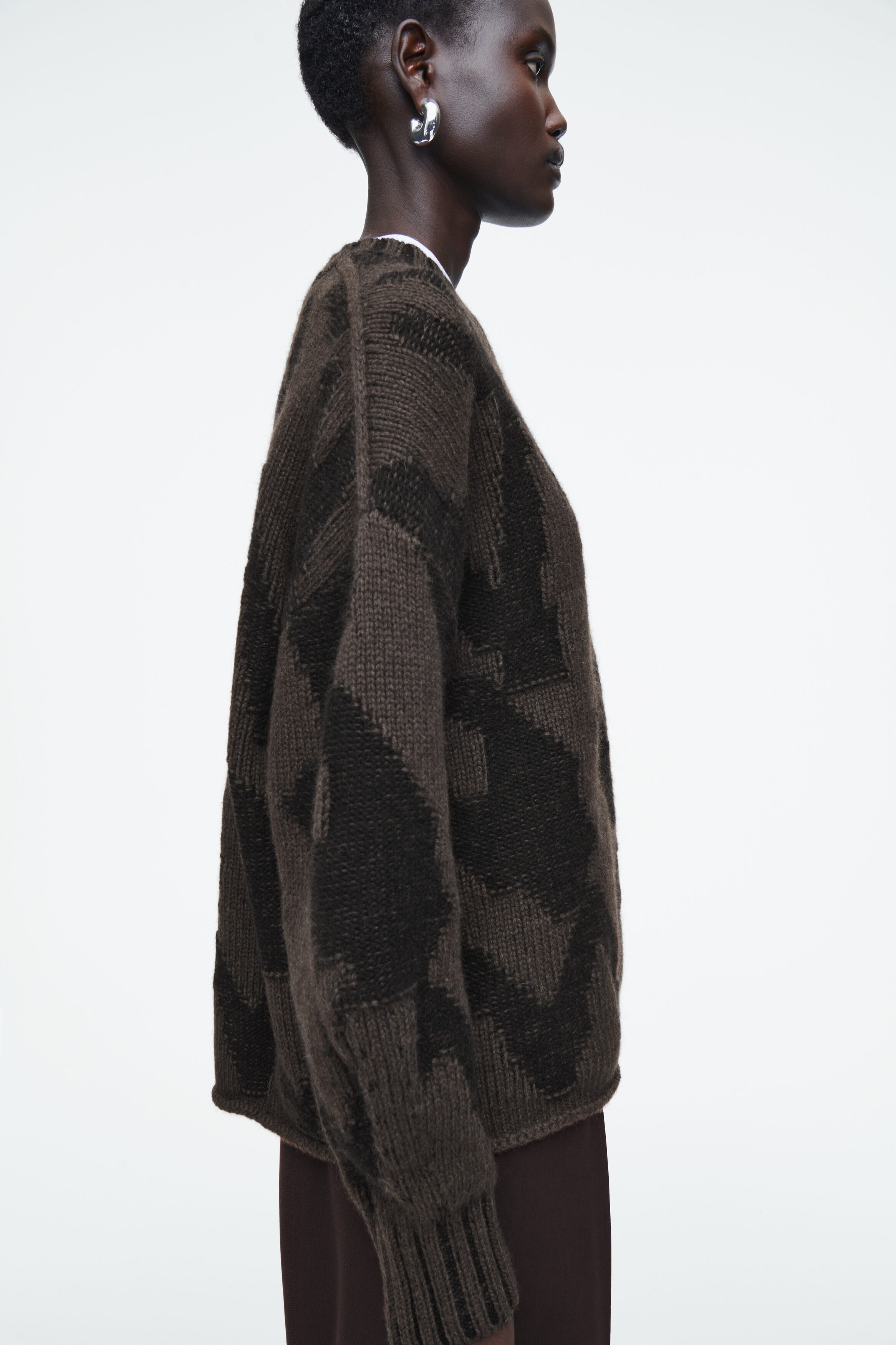 ABSTRACT WOOL-JACQUARD JUMPER - BROWN / HOUNDSTOOTH | COS