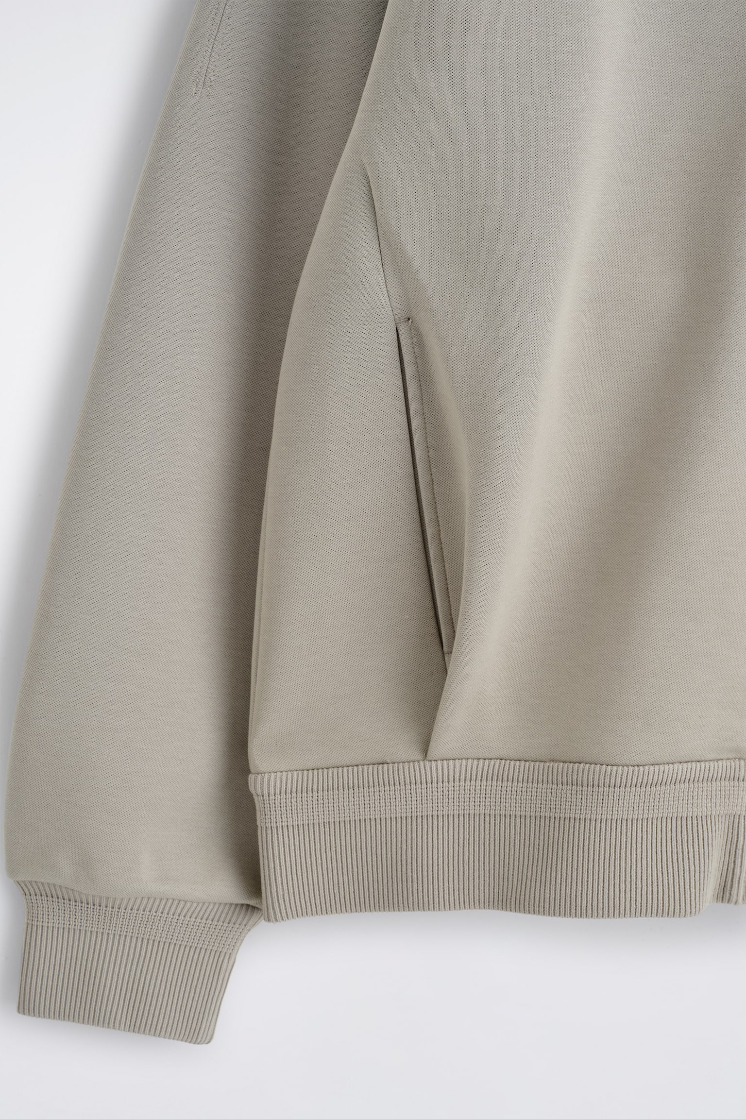 Katoen-piqué capuchontrui met rits - buinbeige - 7