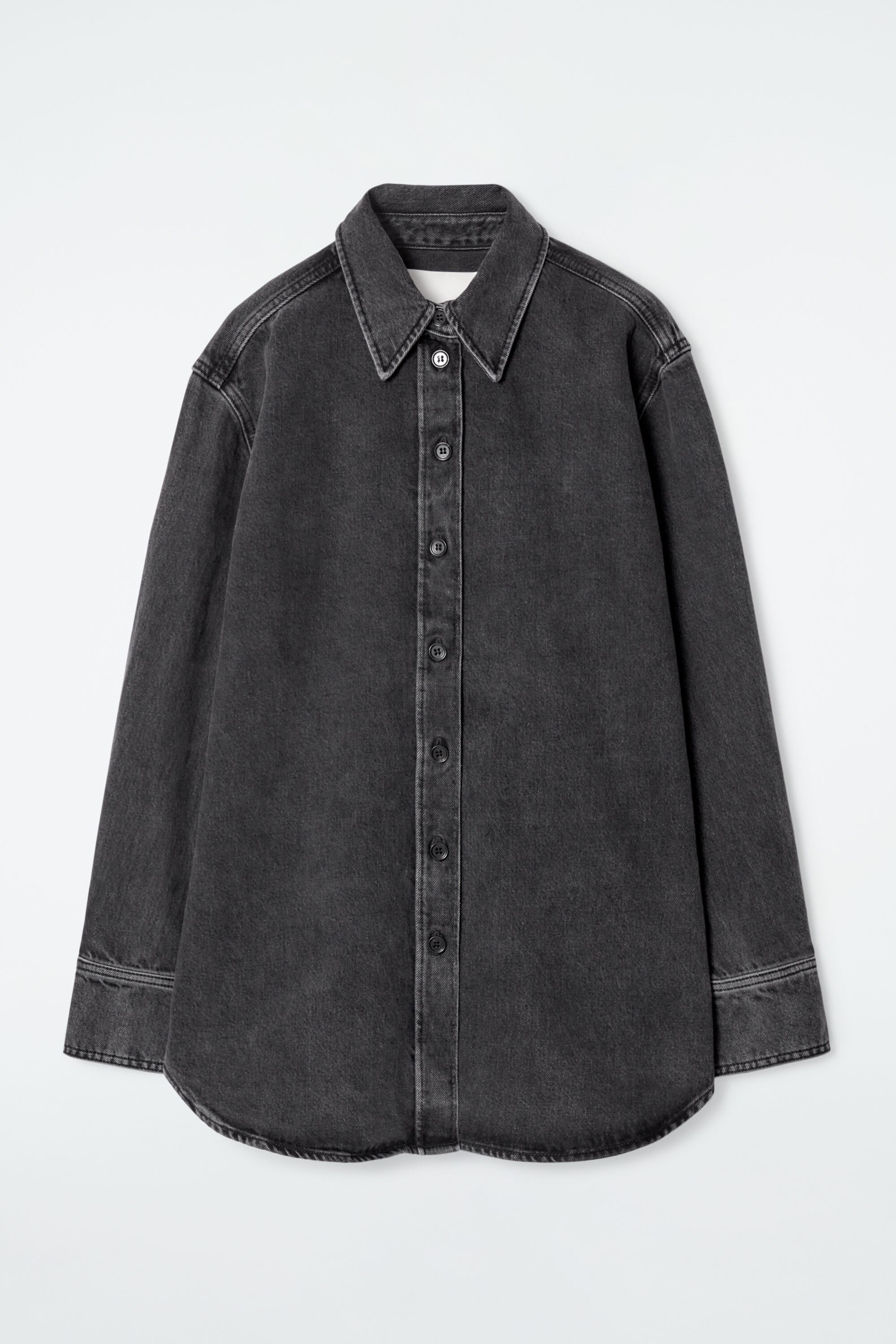 boohoo オーバーサイズ デニム シャツドレス Washed Black boohoo】オーバーサイズ デニム シャツ ドレス boohoo】オーバー