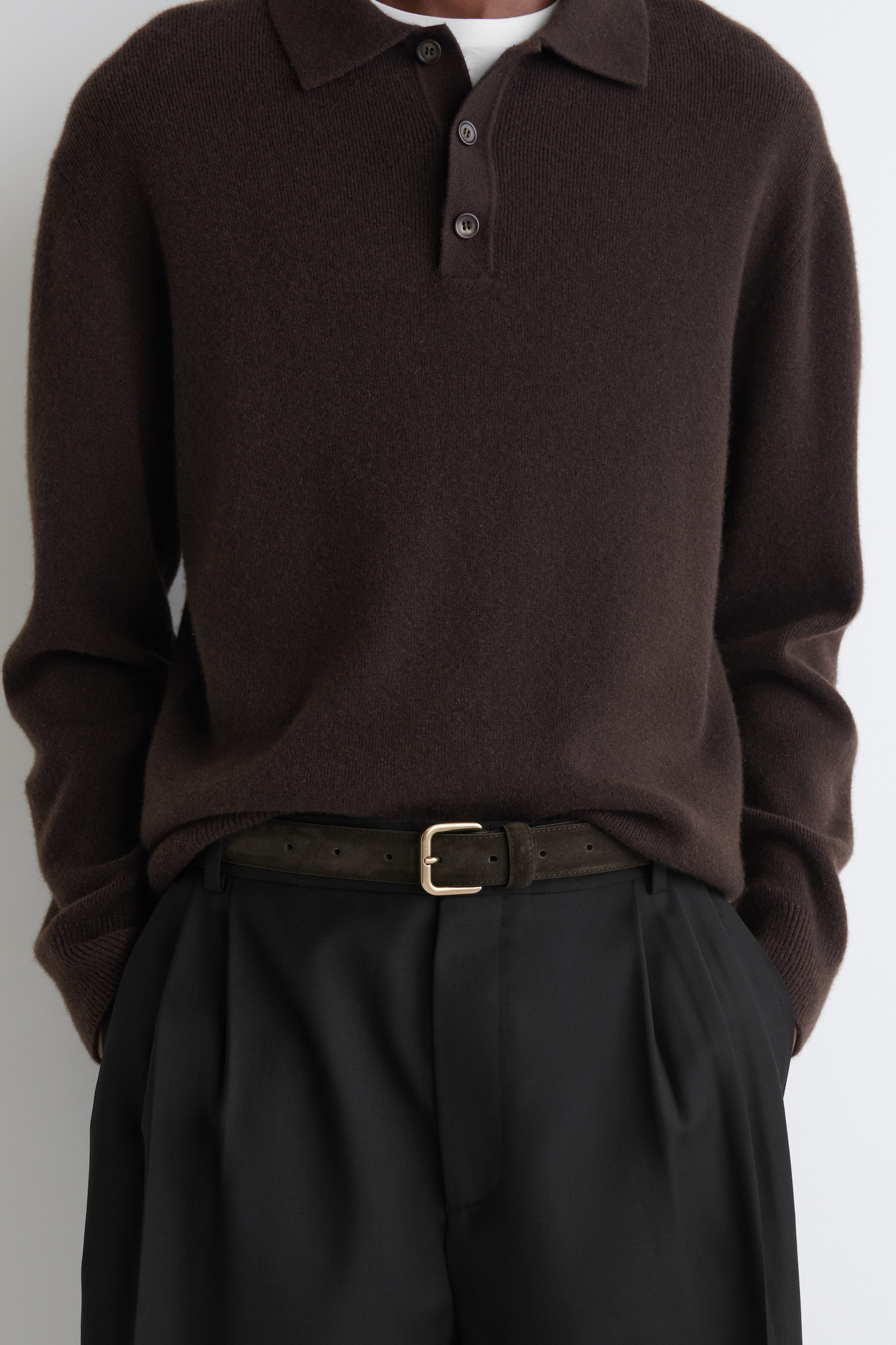 SUEDE BELT - DARK BROWN/BLACK