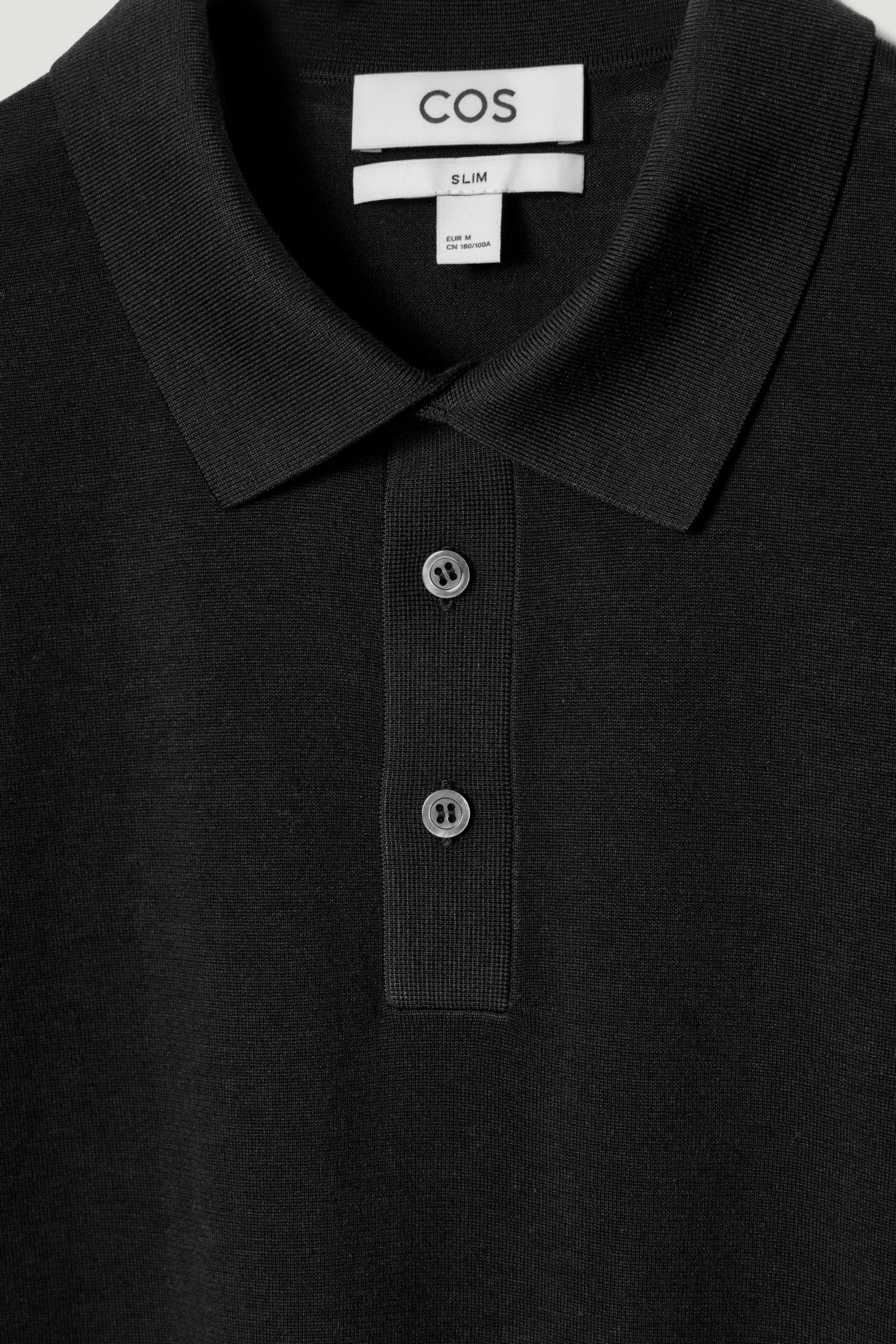 SLIM KNITTED SILK POLO SHIRT - BLACK | COS