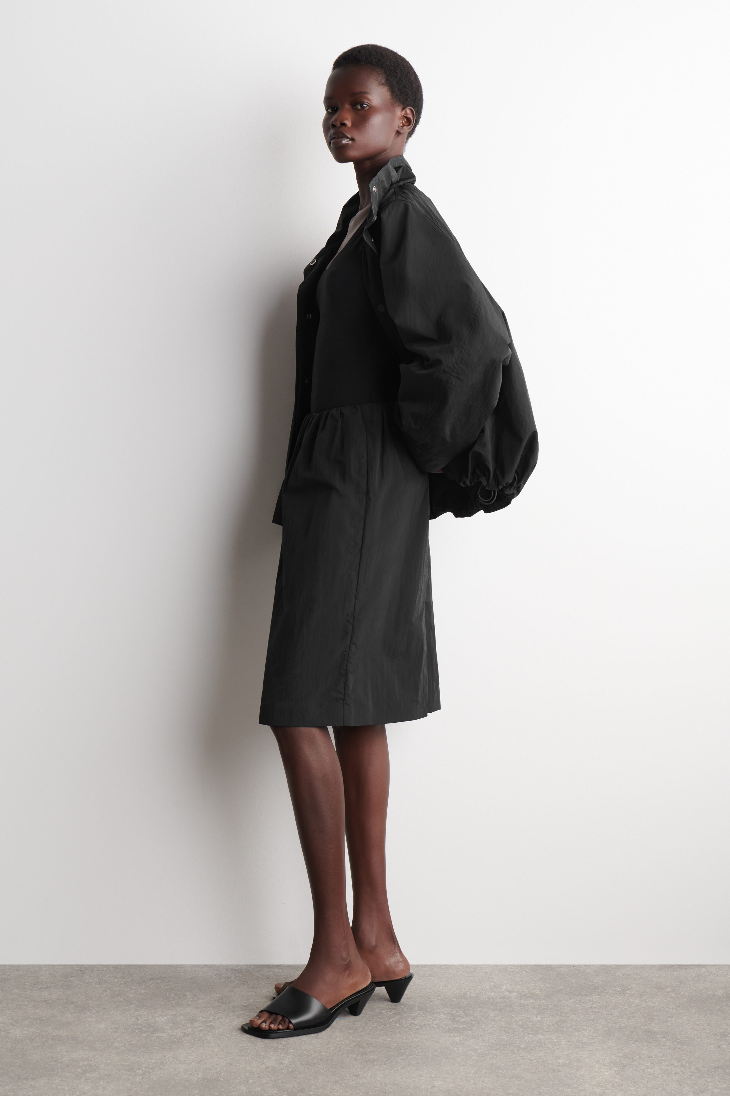 NYLON FUNNEL-NECK JACKET - BLACK | COS CA