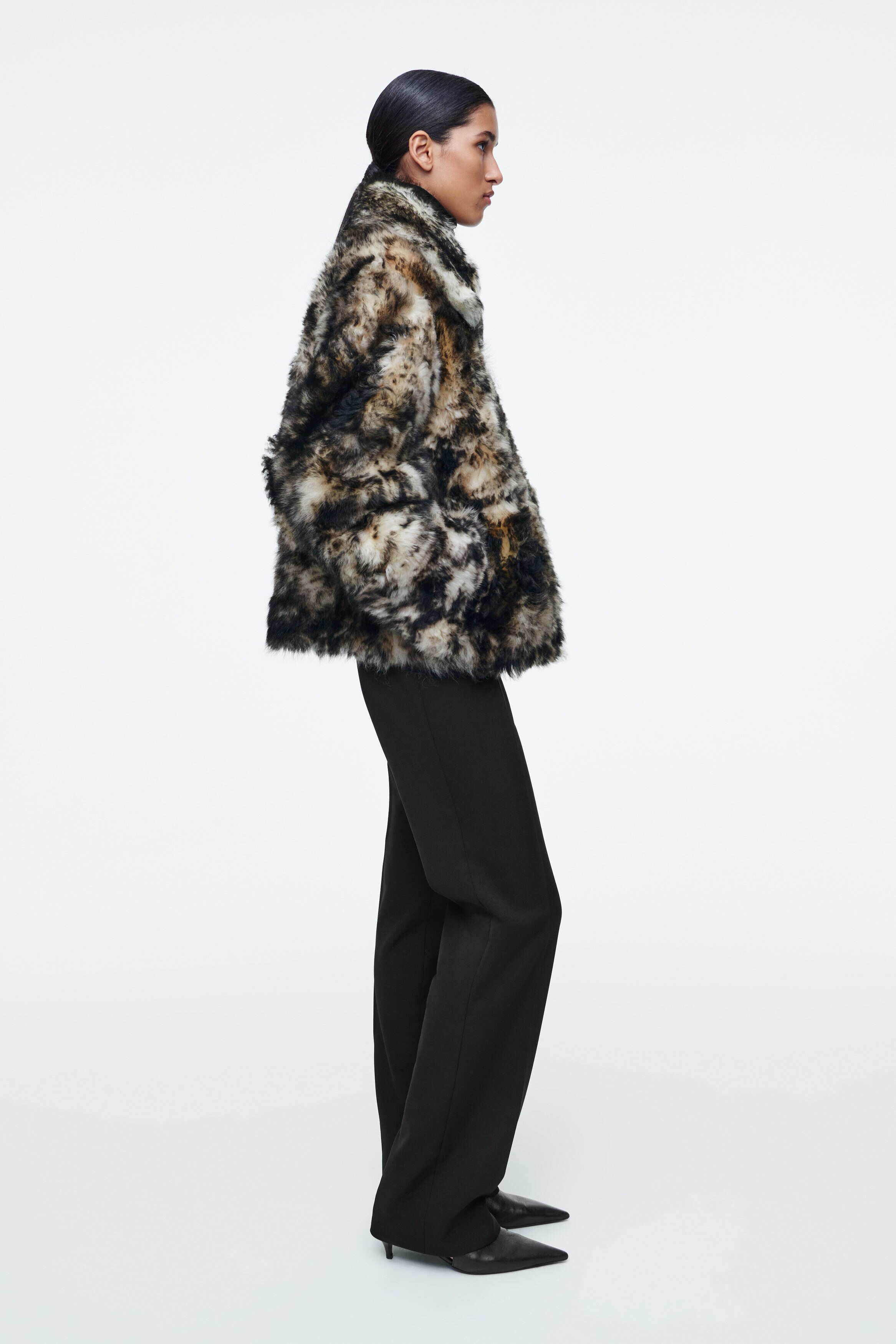 LEOPARD-EFFECT SHEARLING JACKET - NATURAL SHEARLING | COS