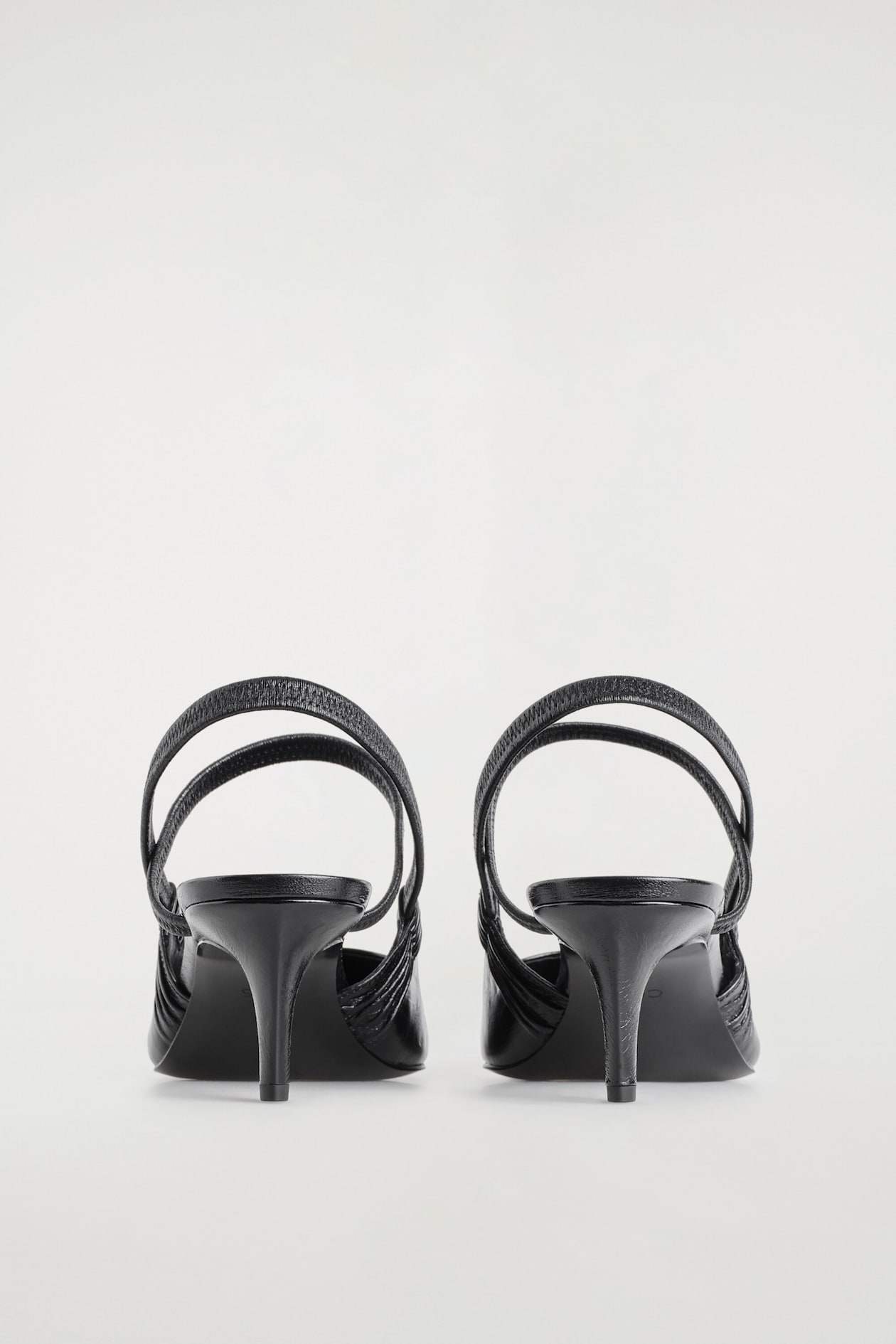 POINTED LEATHER SLINGBACK KITTEN HEELS — BLACK
