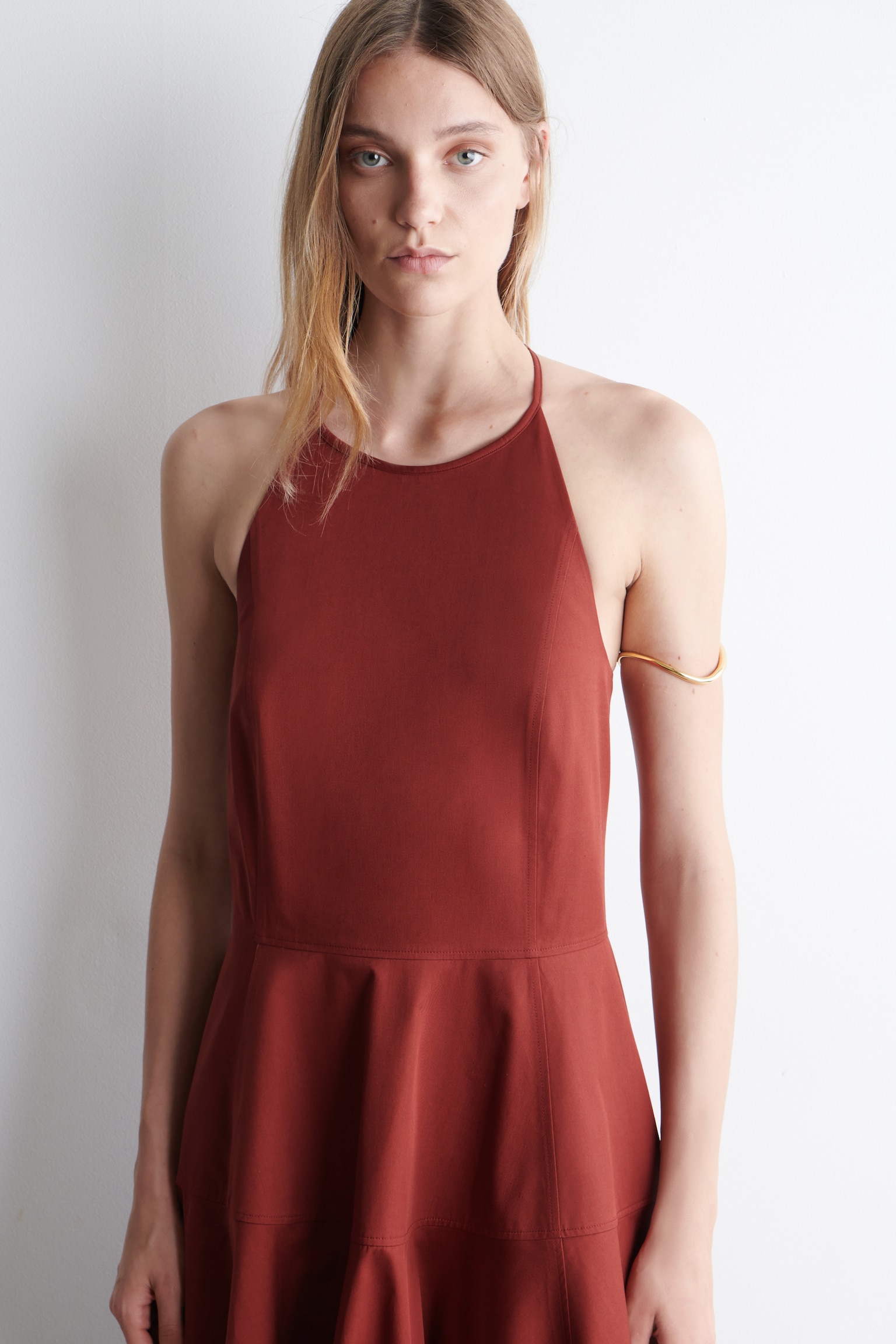 ROBE DOS NU EN COTON PIMA - ROUGE/NOIR - 4