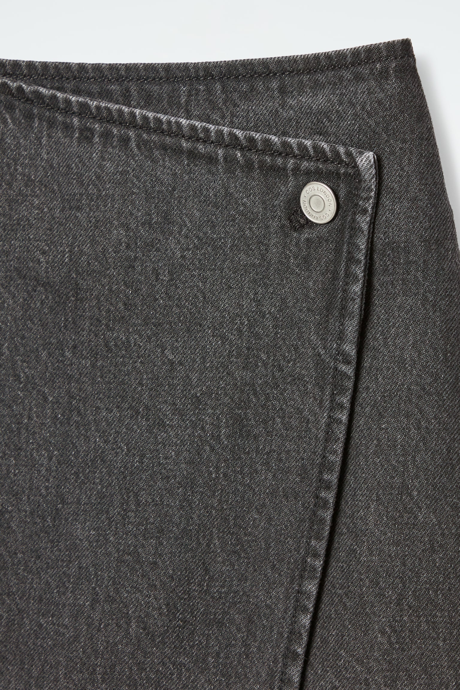 DENIM MINI WRAP SKIRT - WASHED BLACK - 2