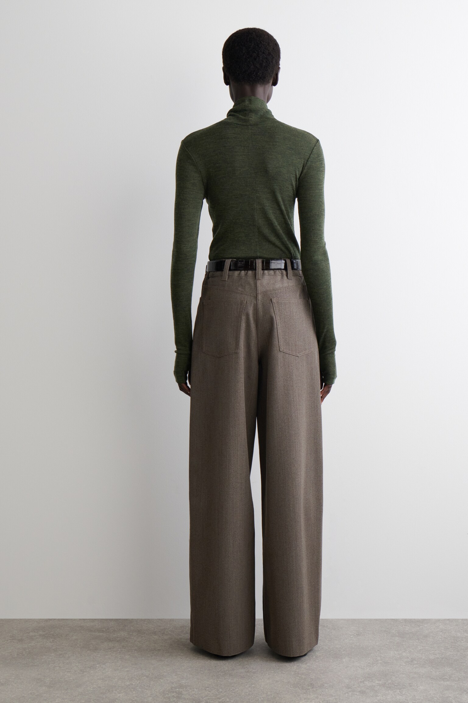 HOSE AUS WOLL-MIX MIT WEITEM BEIN - BRAUN MELIERT - 4
