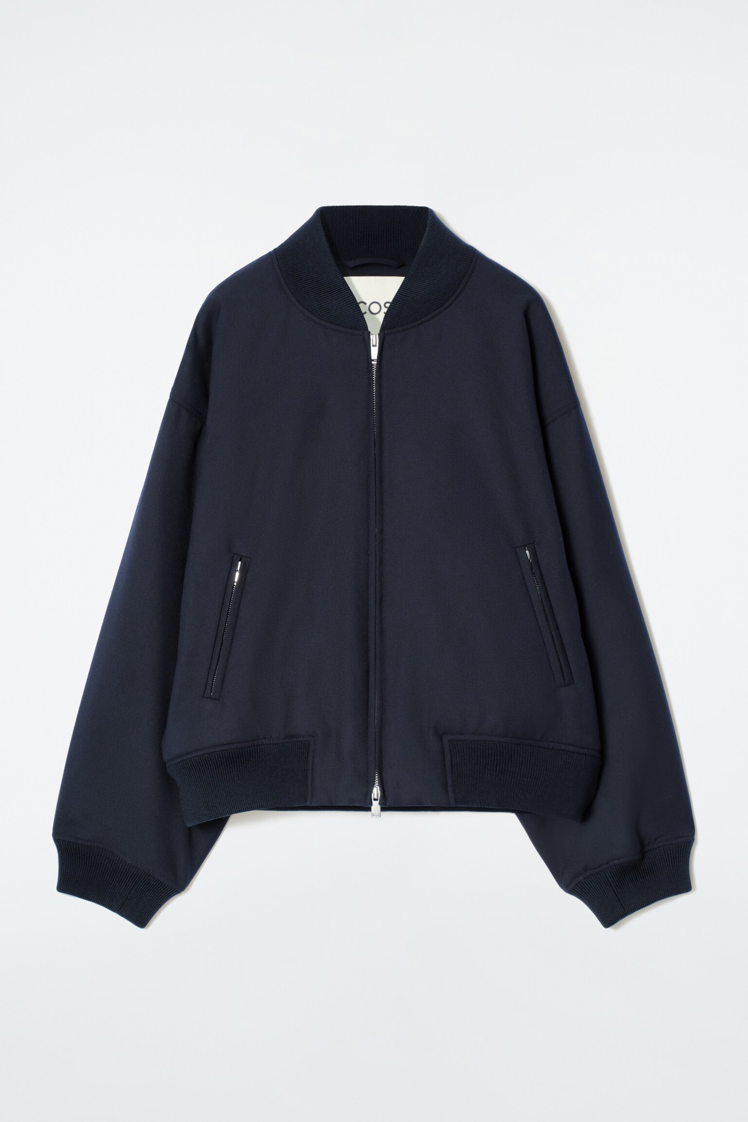 VESTE BOMBER OVERSIZE EN LAINE - BLEU MARINE - 2