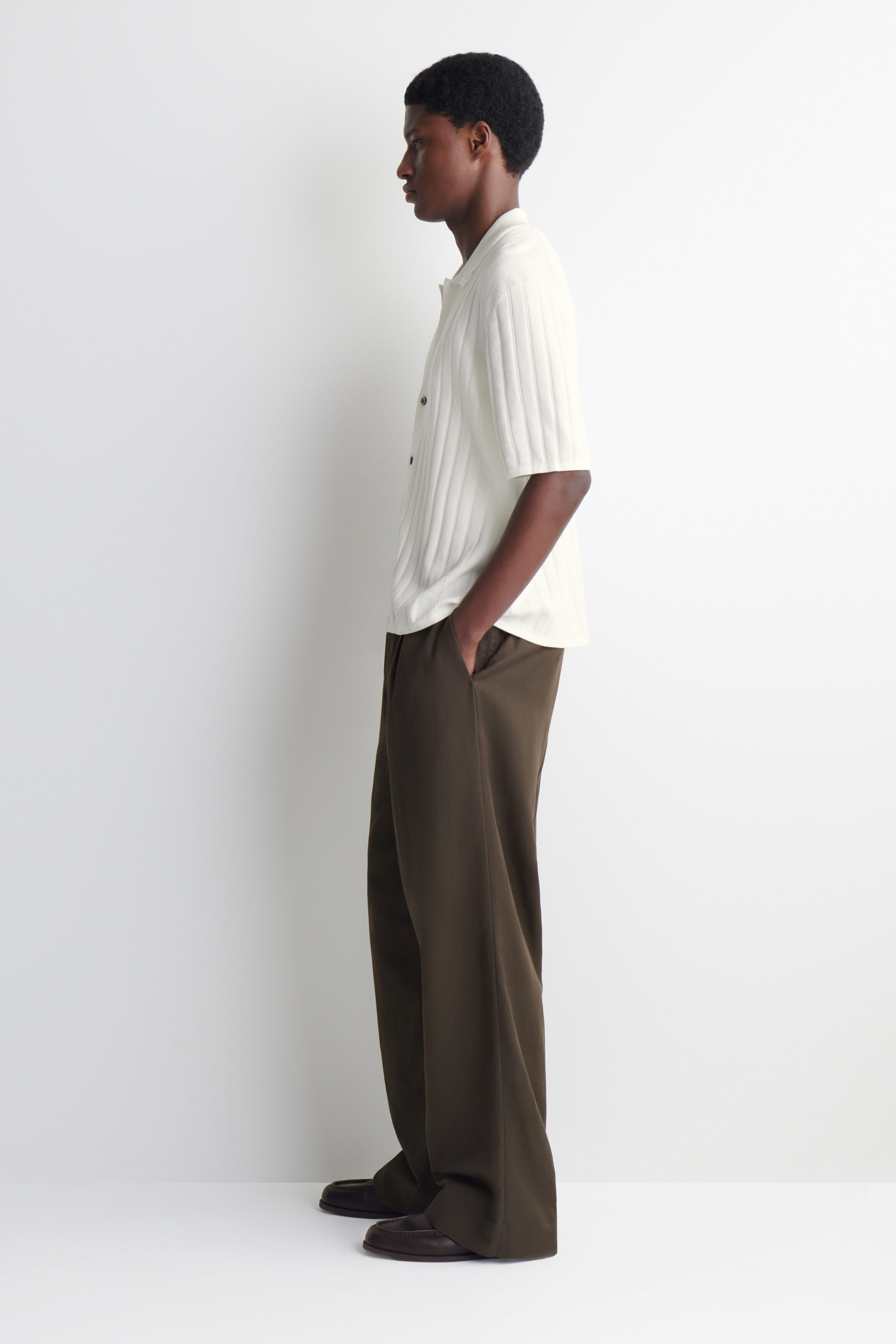 RIBBED-KNIT COTTON SHIRT - WHITE | COS US