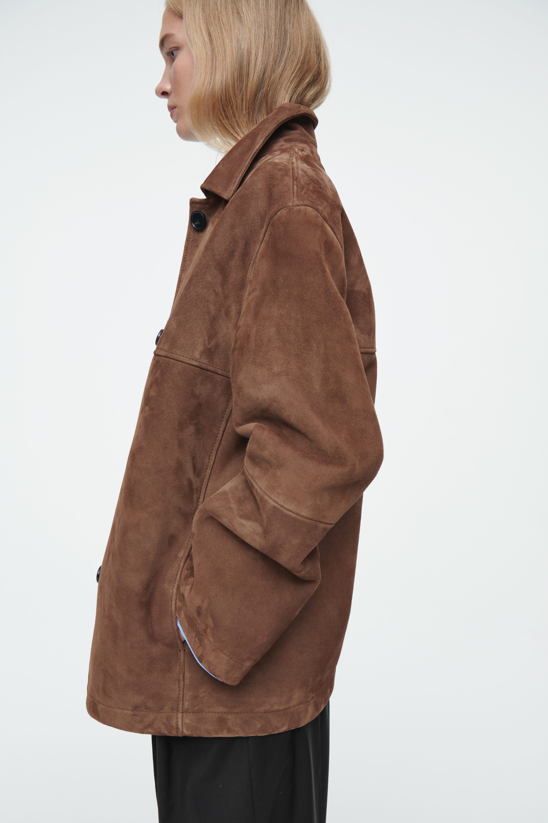 COLLARED SUEDE JACKET - BROWN | COS