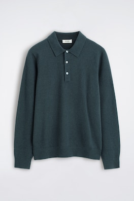 PURE CASHMERE POLO SWEATER — CHARCOAL 8