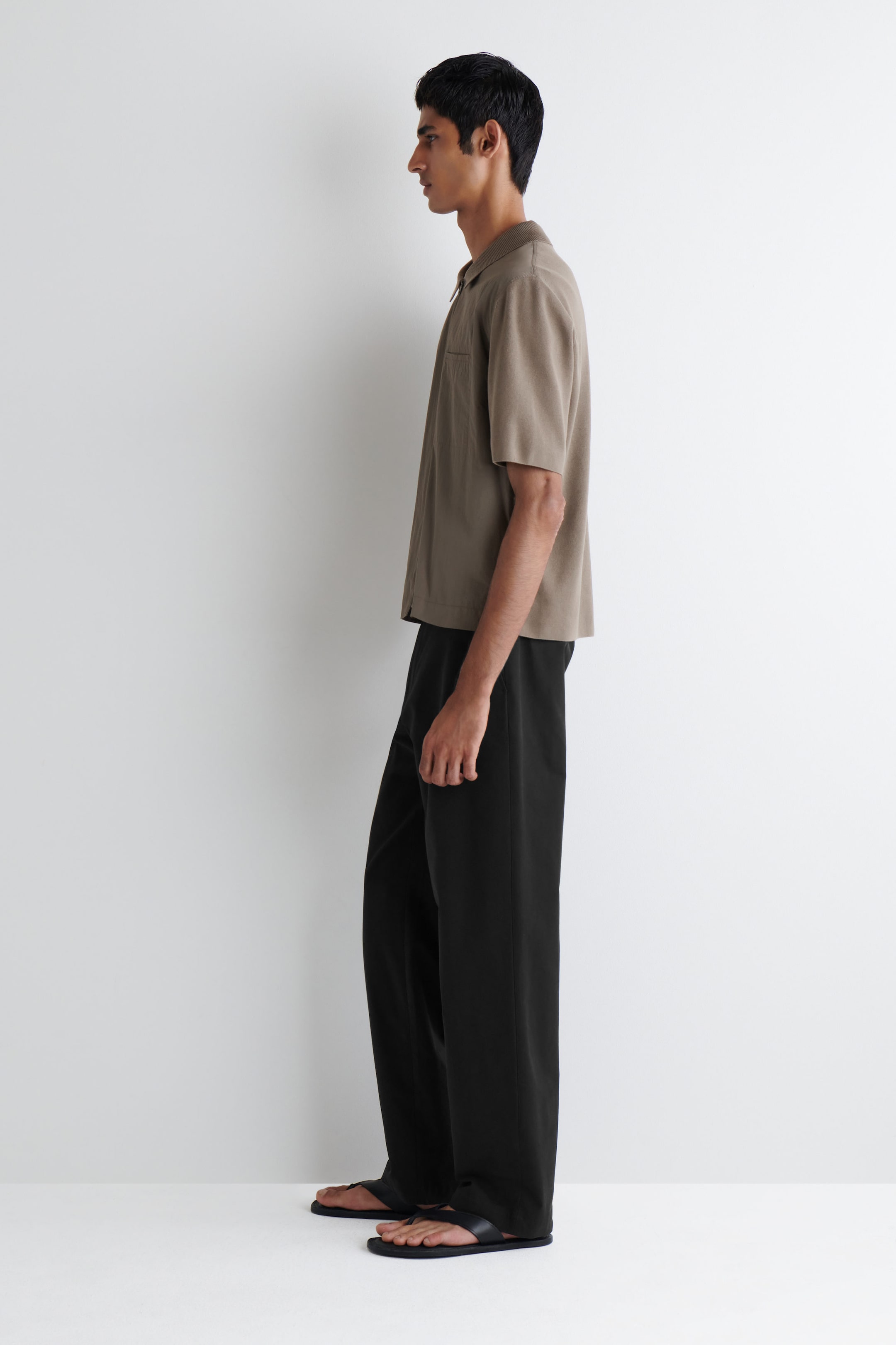 NYLON-PANELED KNITTED SHIRT