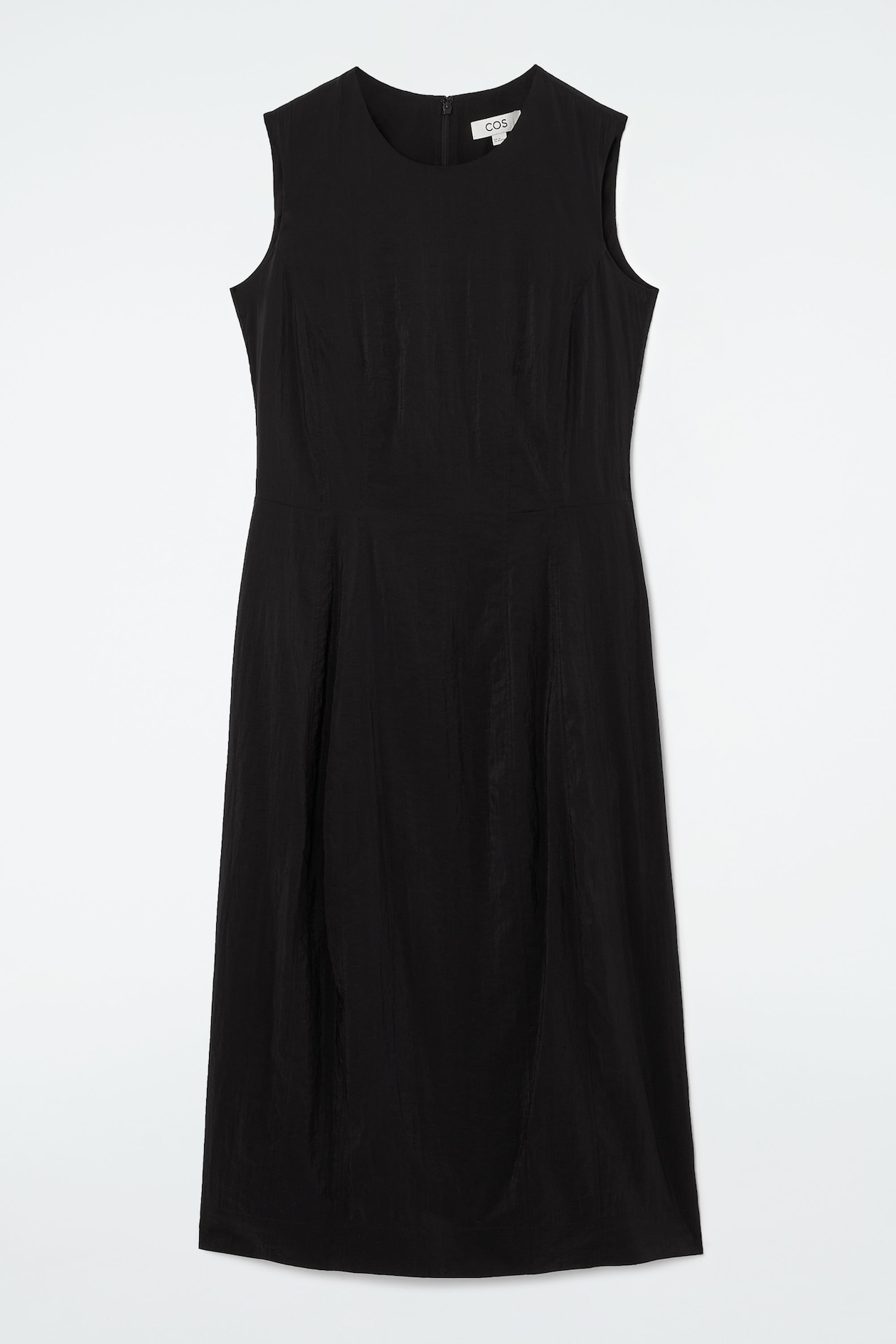 SLEEVELESS TOPSTITCHED MIDI DRESS