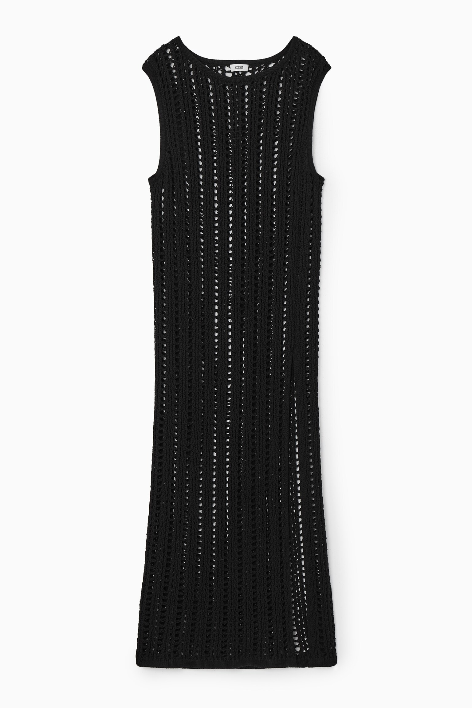OPEN-KNIT MAXI DRESS - BLACK