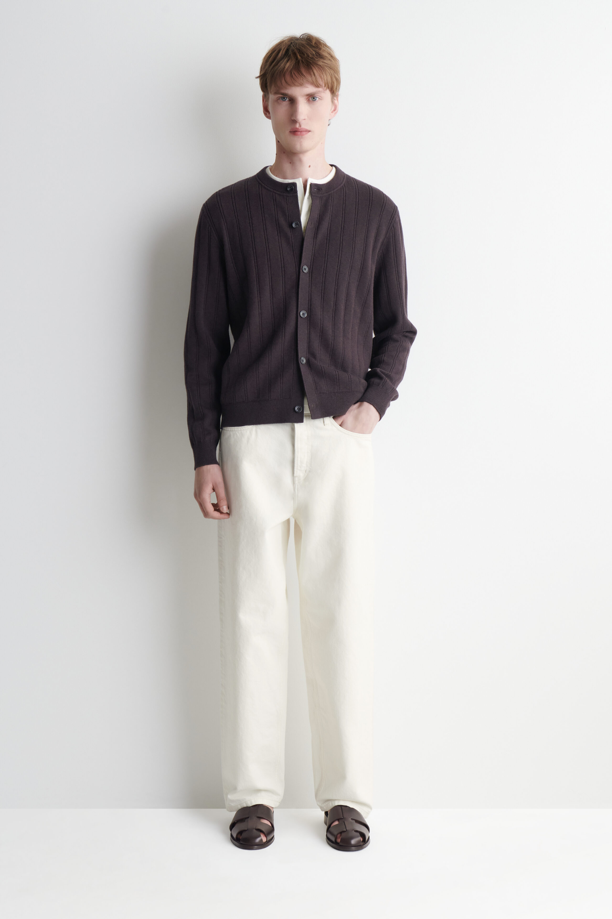 RIBBED WOOL-COTTON CARDIGAN - thumbnail 2