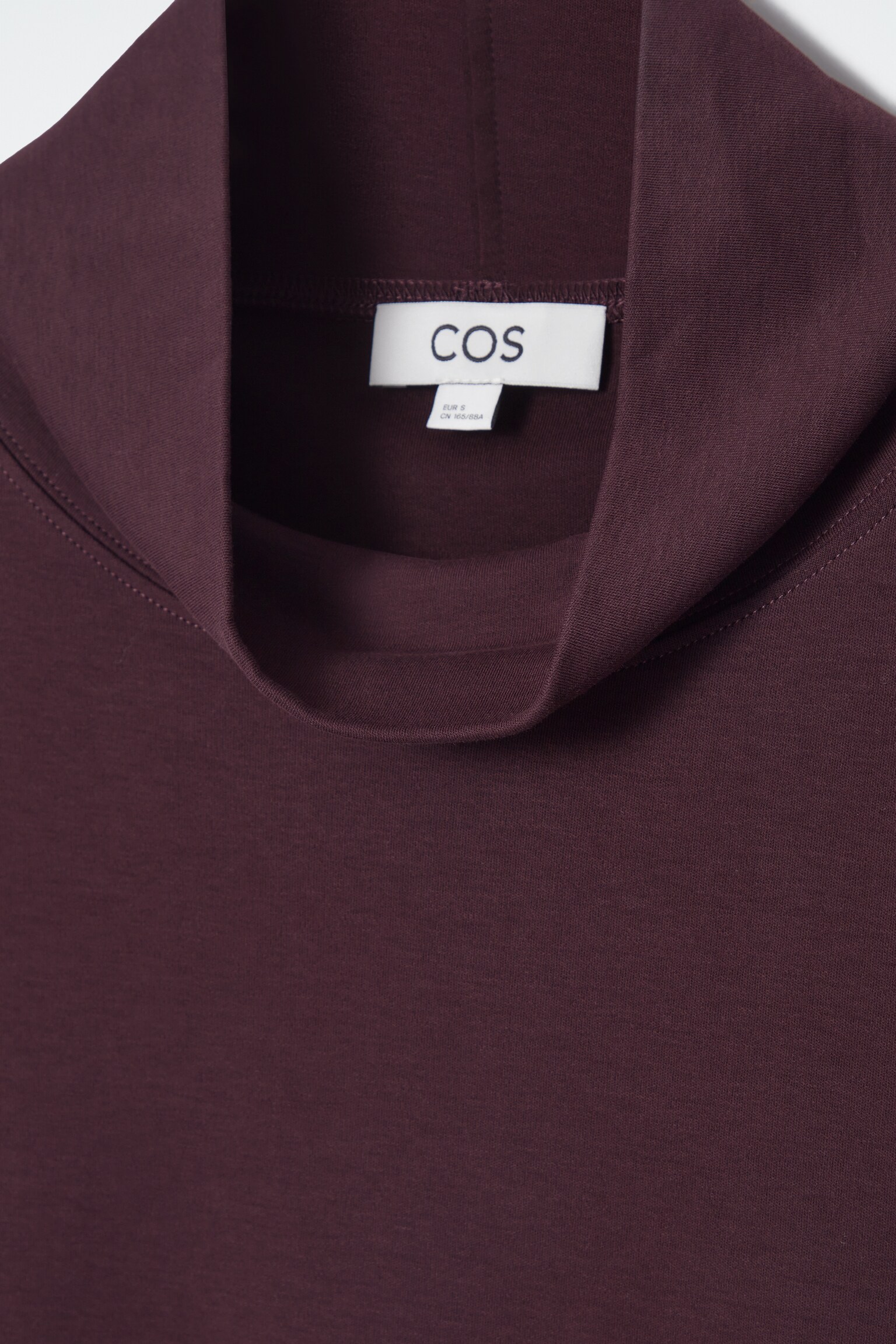 FUNNEL-NECK LONG-SLEEVED T-SHIRT - BURGUNDY - 2