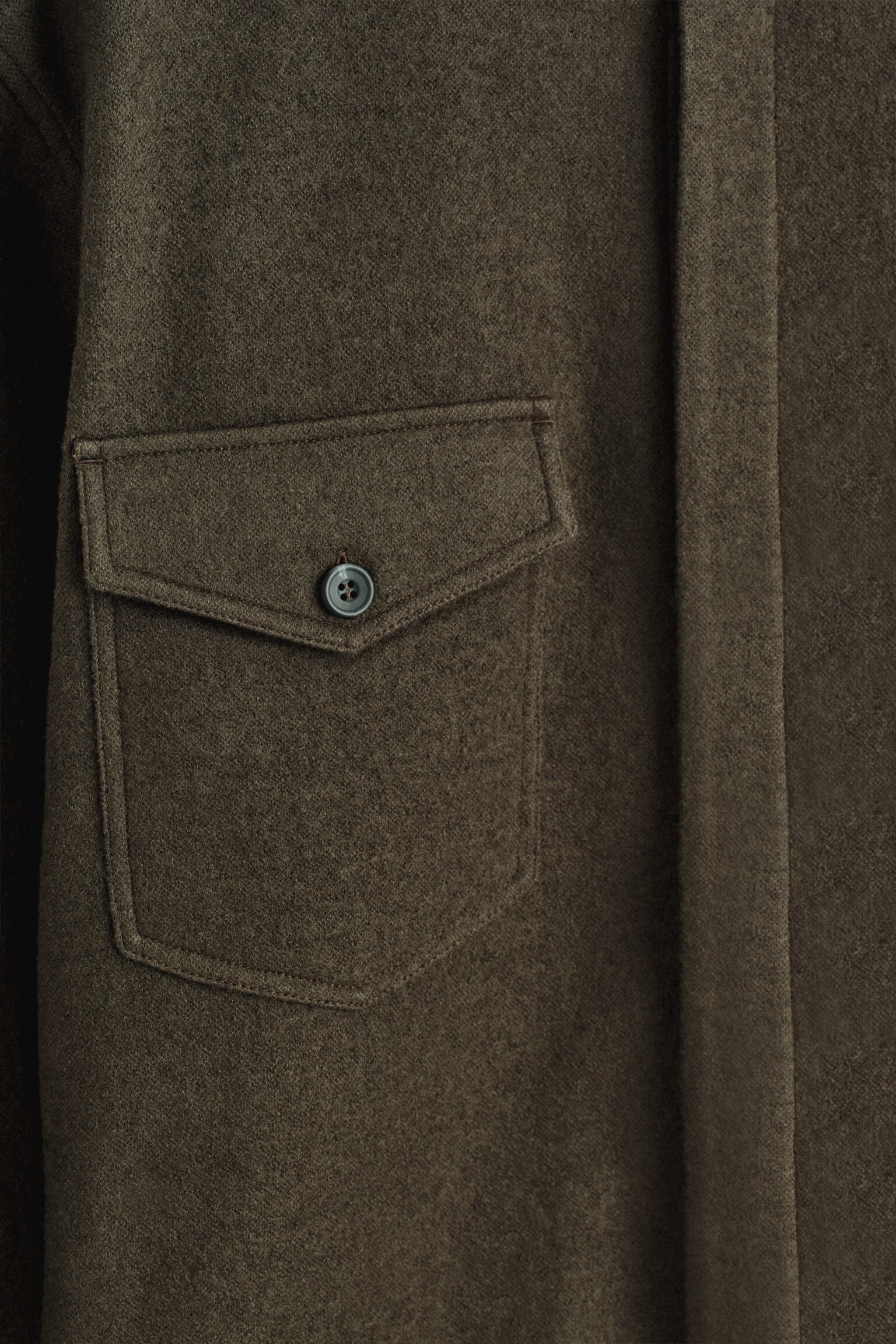 RELAXED BOILED-WOOL OVERSHIRT - DARK KHAKI/DARK BROWN - 7