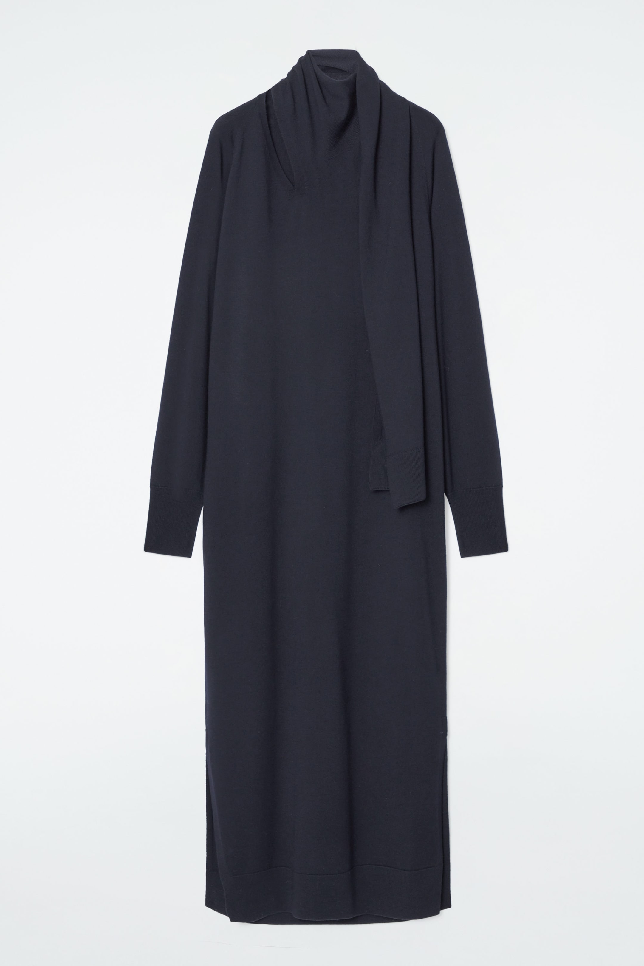 SCARF-DETAIL WOOL MAXI DRESS