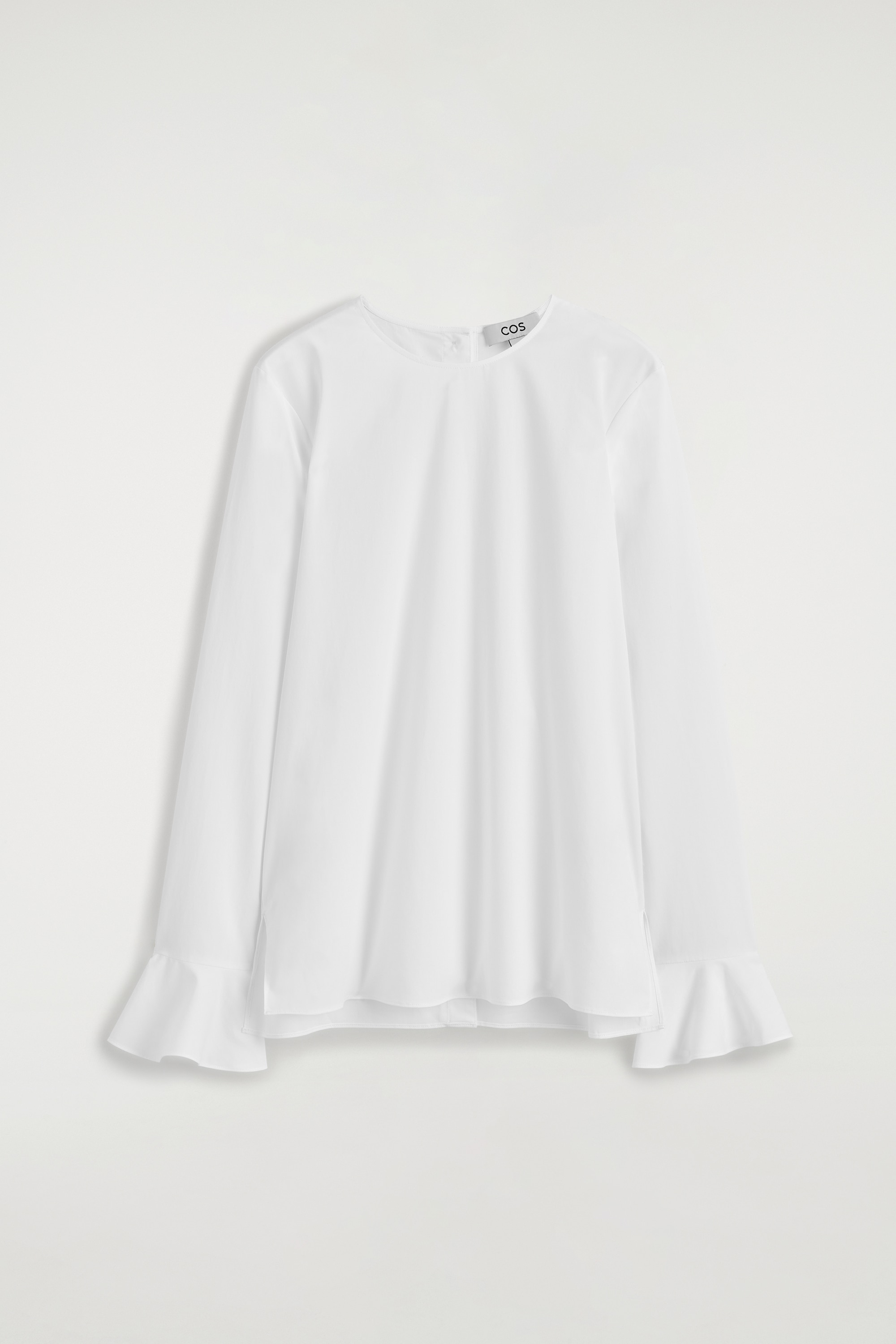 BLOUSE EN COTON À MANCHETTES ÉVASÉES - BLANC