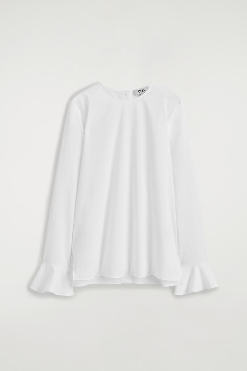 Flared-Cuff Cotton Blouse