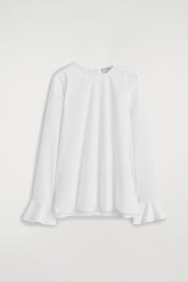 FLARED-CUFF COTTON BLOUSE — WHITE 7