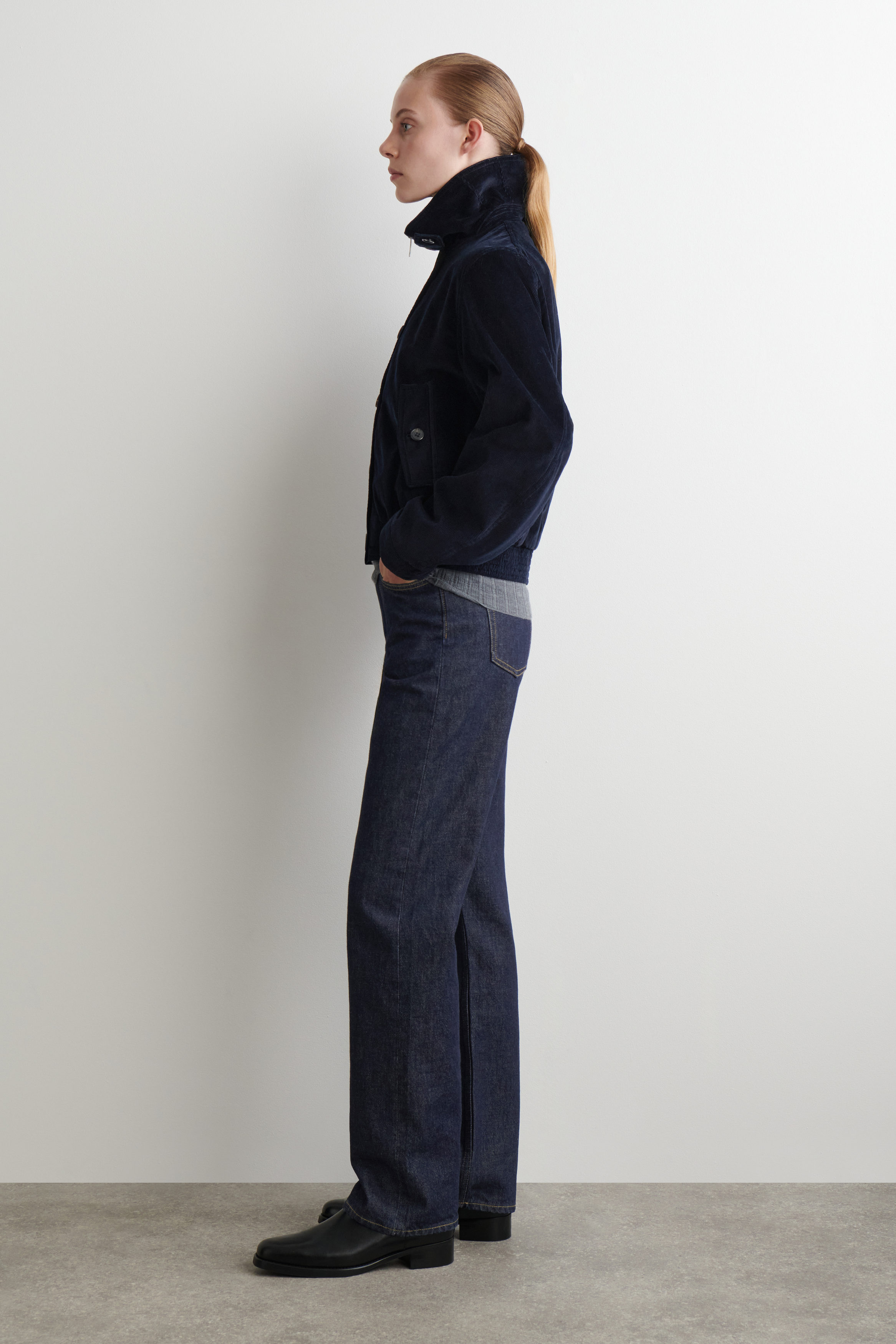 CORDUROY MOCK-NECK JACKET - NAVY | COS US