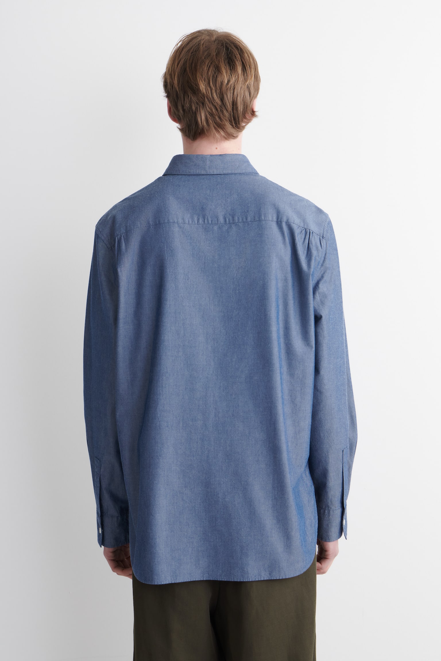 CHEMISE À MANCHES LONGUES EN CHAMBRAY - BLEU - 5