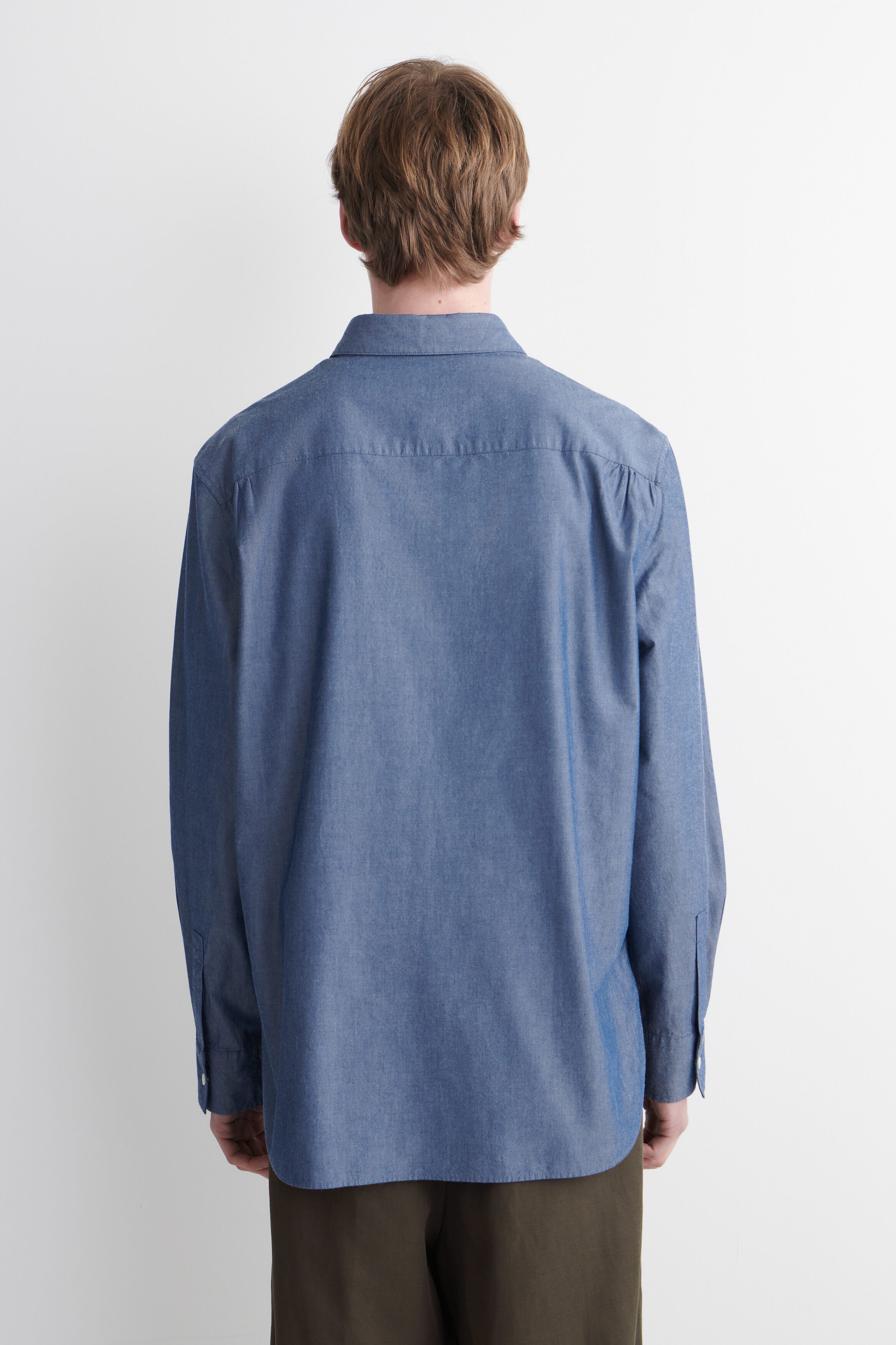 Essentials Camicetta Donna In Denim Chambray, Maniche Lunghe, Vestibilità Rilassata - Morbida E Leggera