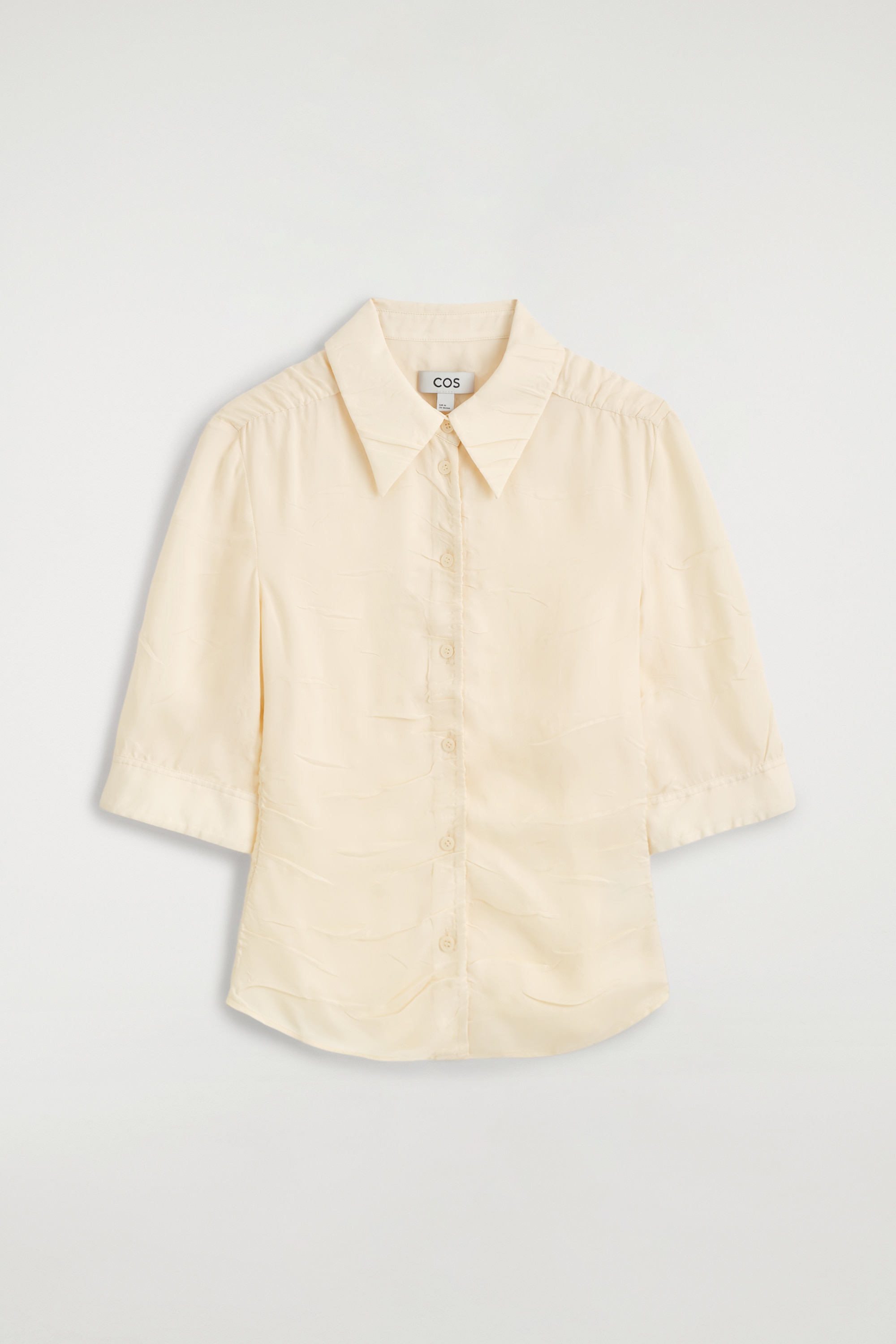 GATHERED CRINKLED SHIRT - IVOOR/BRUIN/MARINEBLAUW