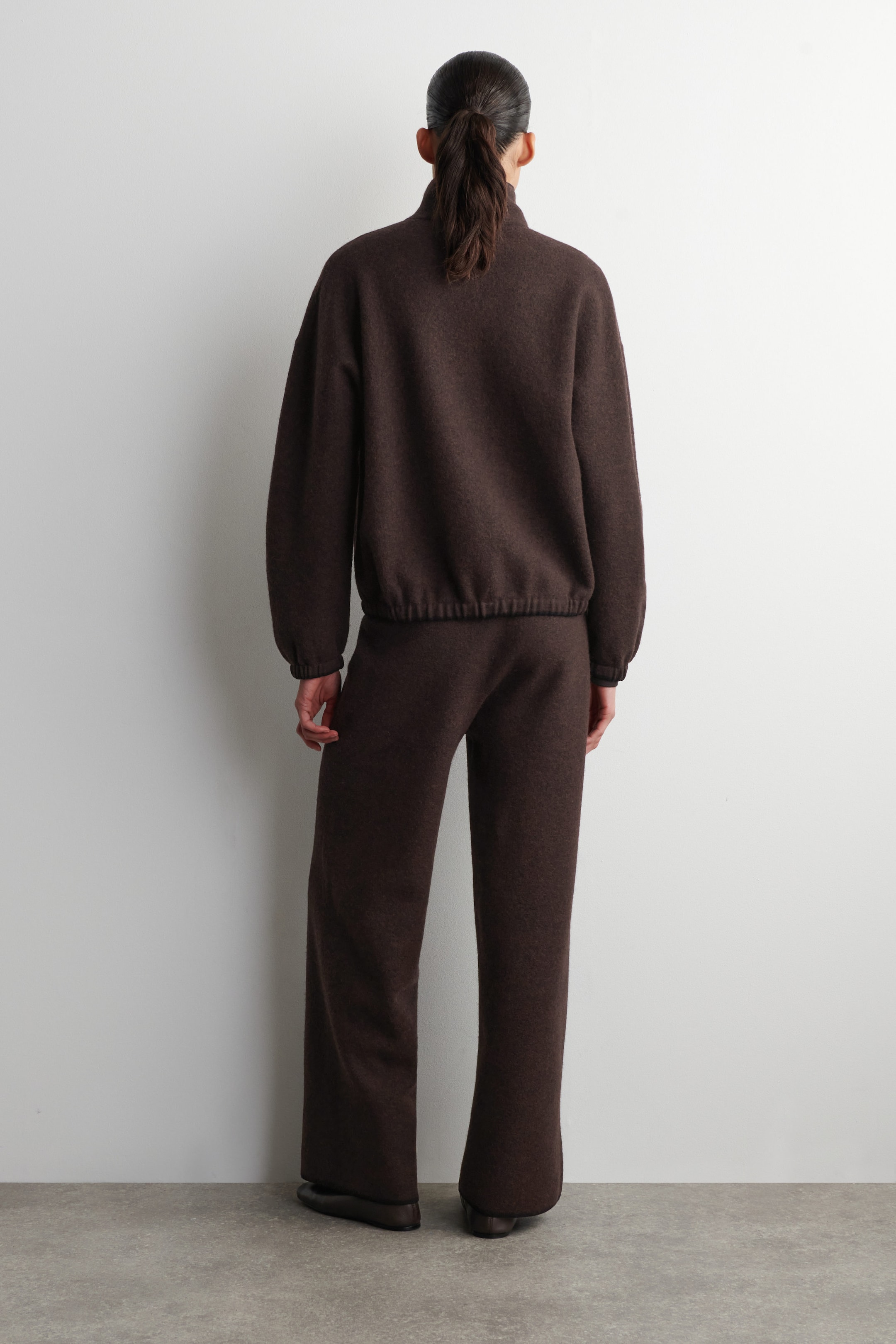 BOILED MERINO WOOL WIDE-LEG PANTS