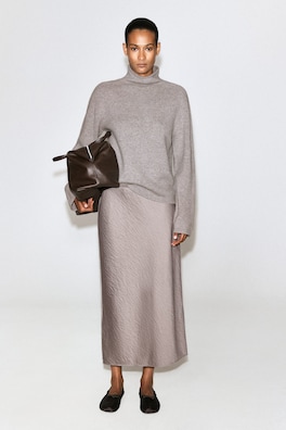 PURE CASHMERE MOCK-NECK SWEATER — LIGHT GRAY MÉLANGE 1