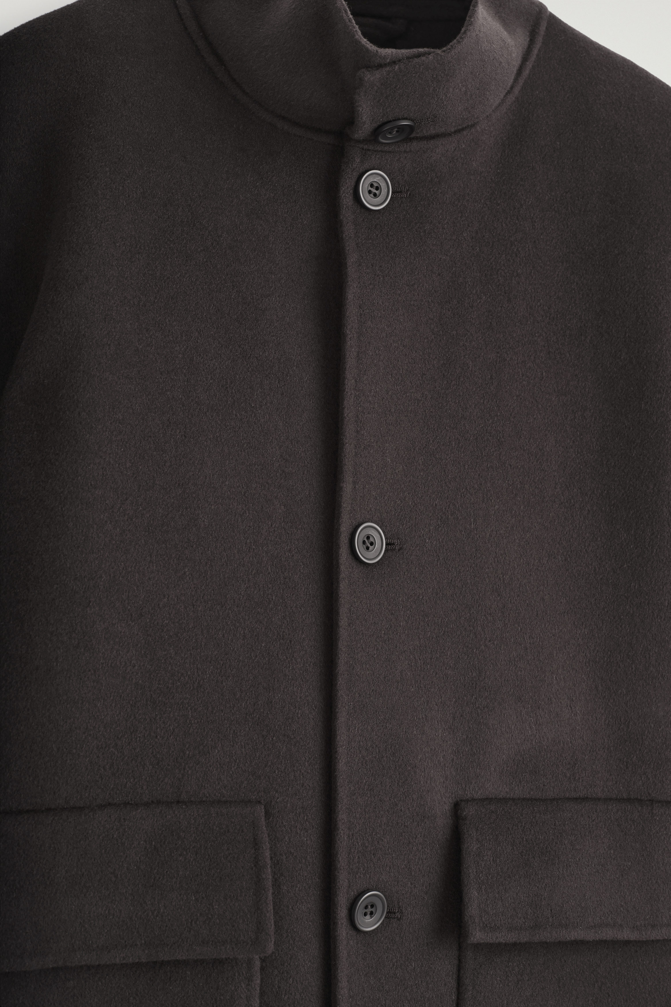 WOOL HARRINGTON JACKET - DARK BROWN | COS