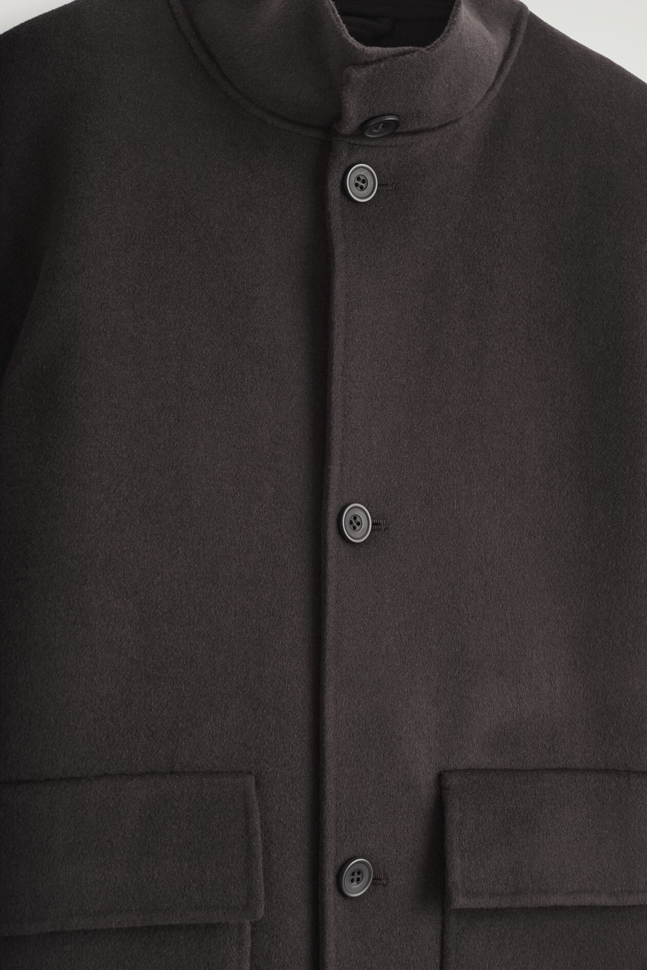 DOUBLE-FACED WOOL MOCK NECK JACKET - DARK BROWN | COS US