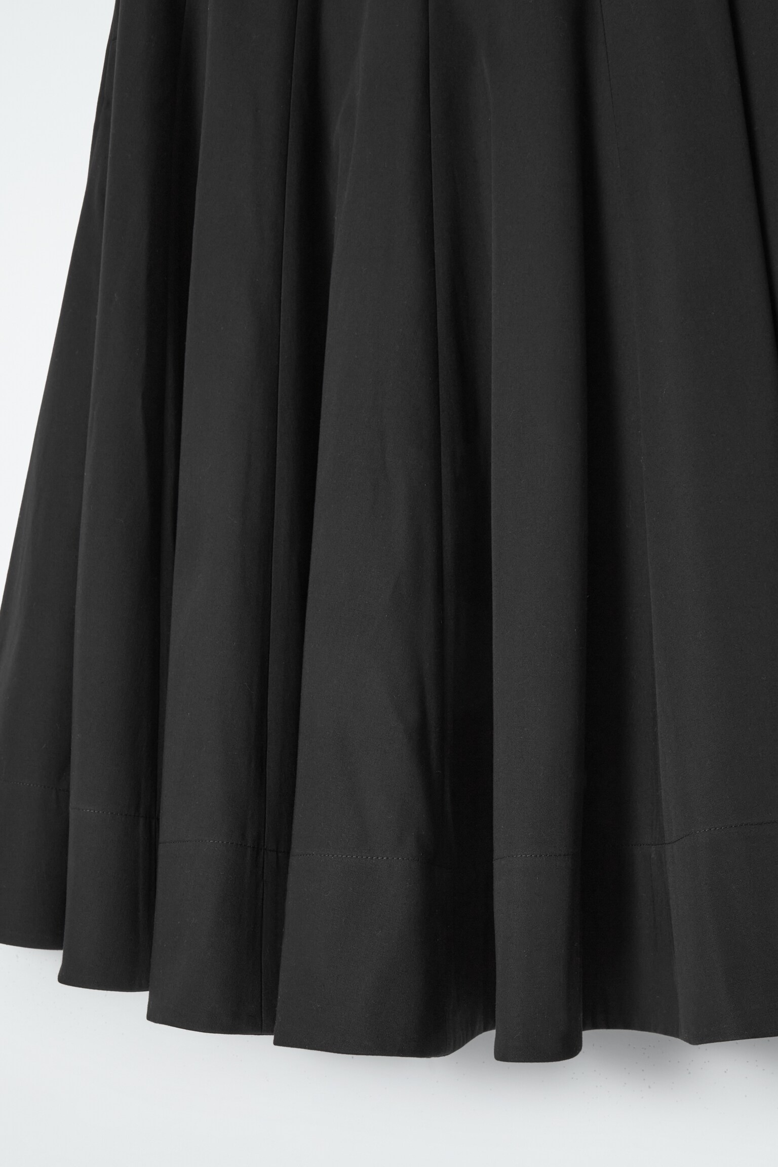VOLUMINOUS A-LINE COTTON MIDI SKIRT - BLACK - 3