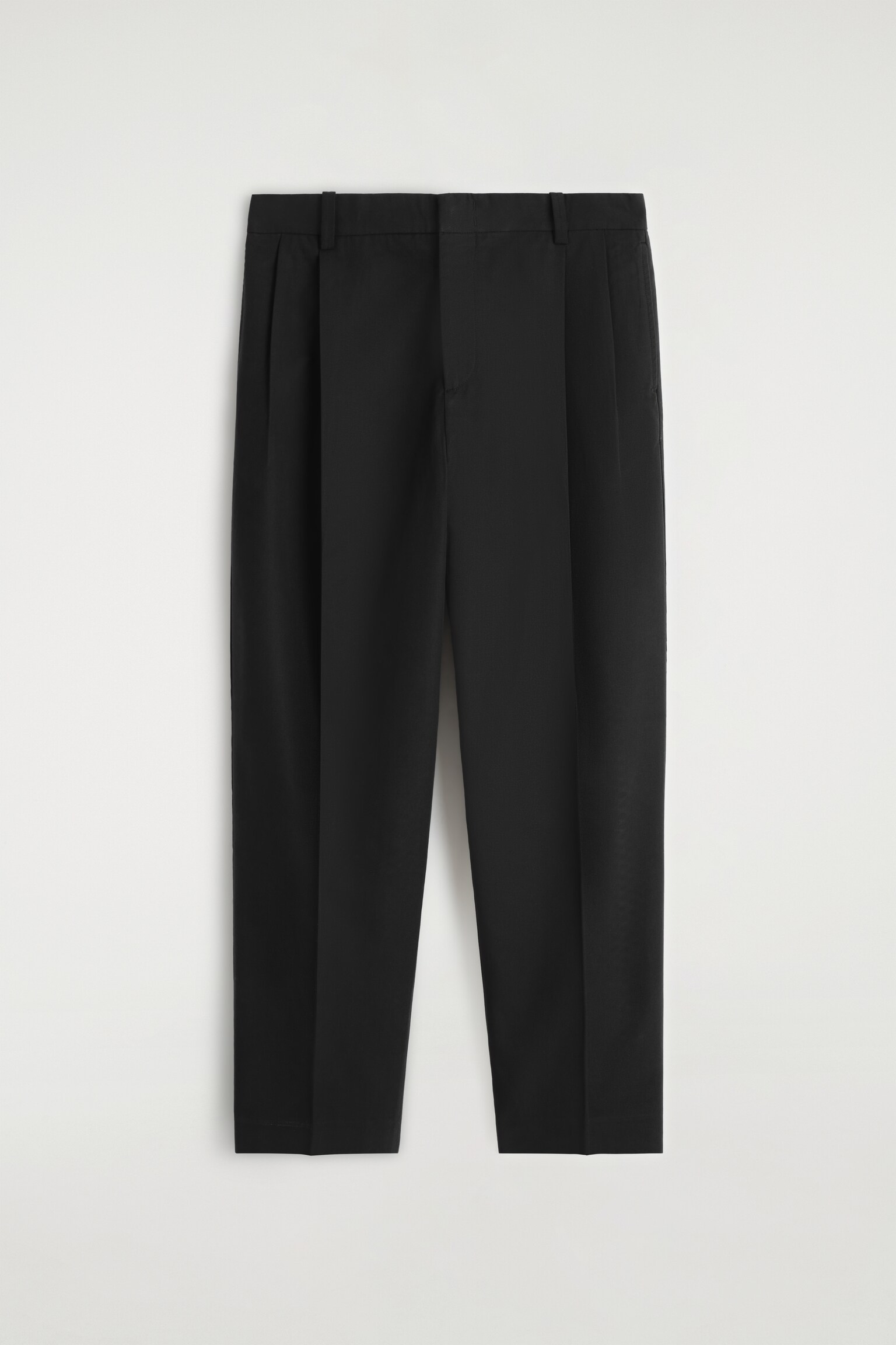 HOSE AUS BAUMWOLL-TWILL MIT GERADEM BEIN - SCHWARZ/BRAUN - 2