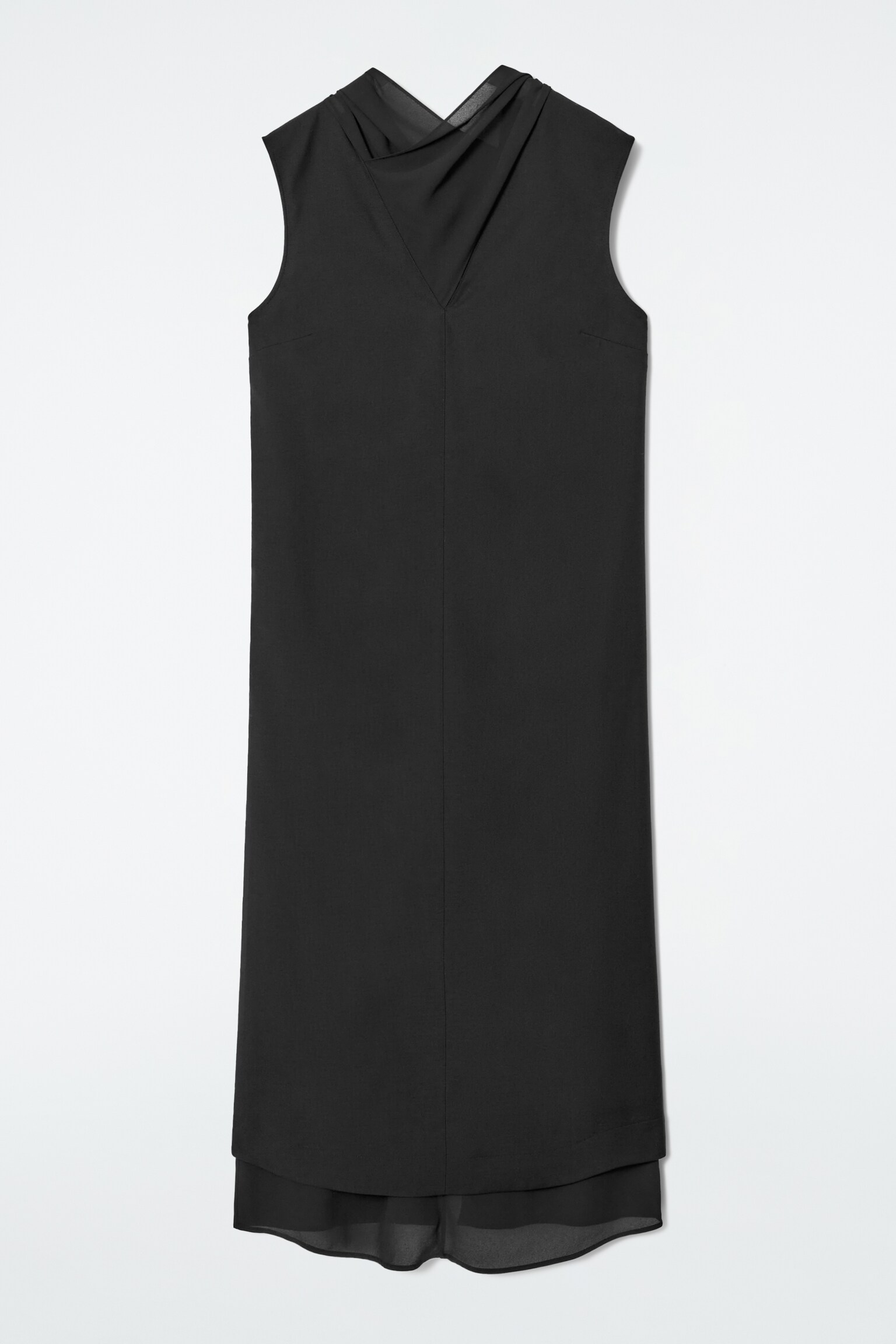 LAYERED WOOL DRESS - BLACK
