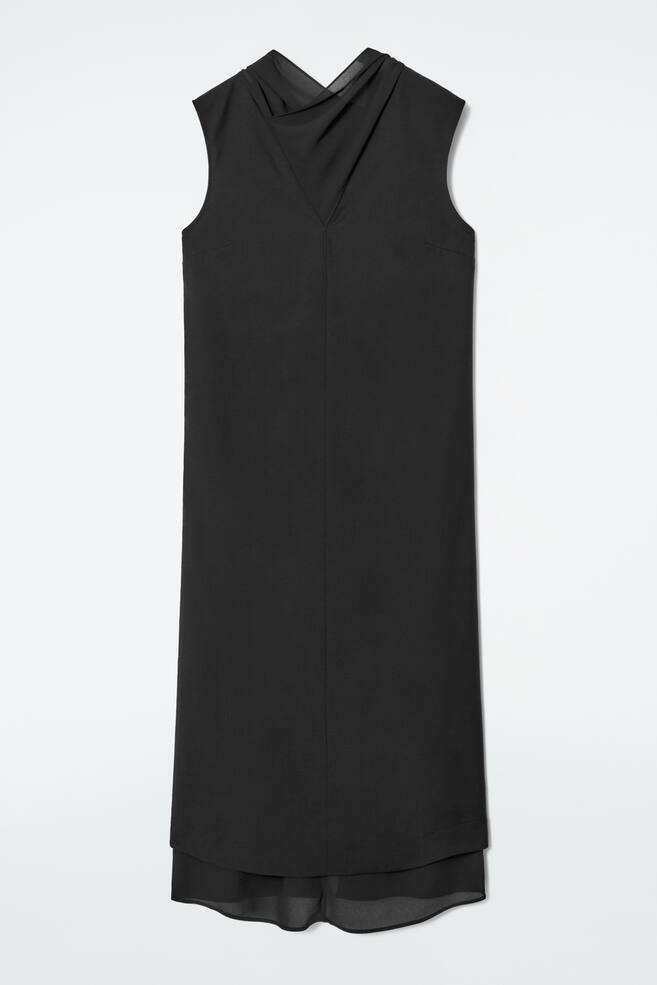 LAYERED WOOL DRESS - BLACK - 1