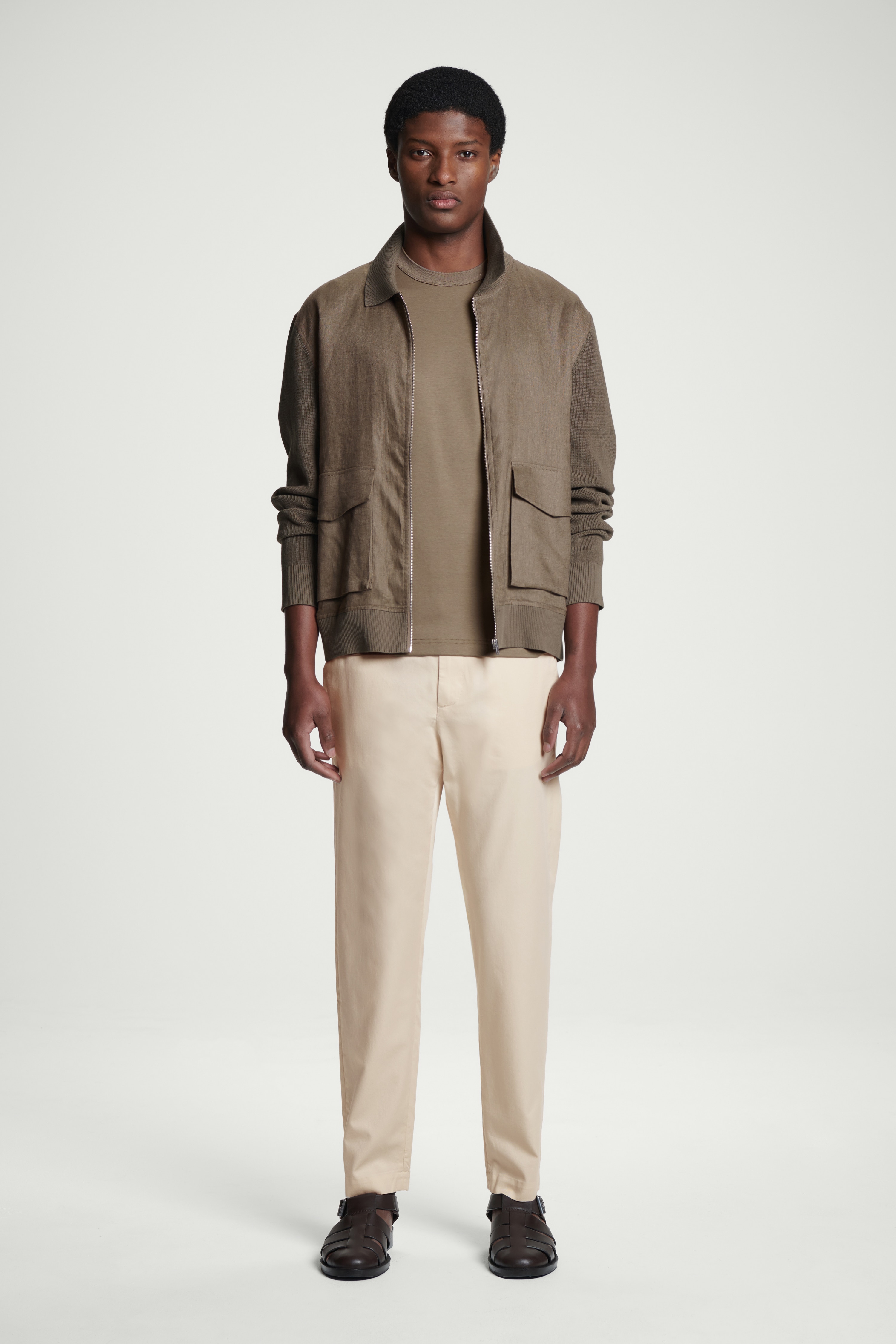 PANTALONES DE SARGA TAPERED FIT - BEIGE/VERDE OSCURO/NEGRO/VERDE