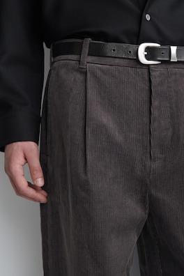 CORDUROY RELAXED-FIT TAPERED PANTS — DARK GRAY 5