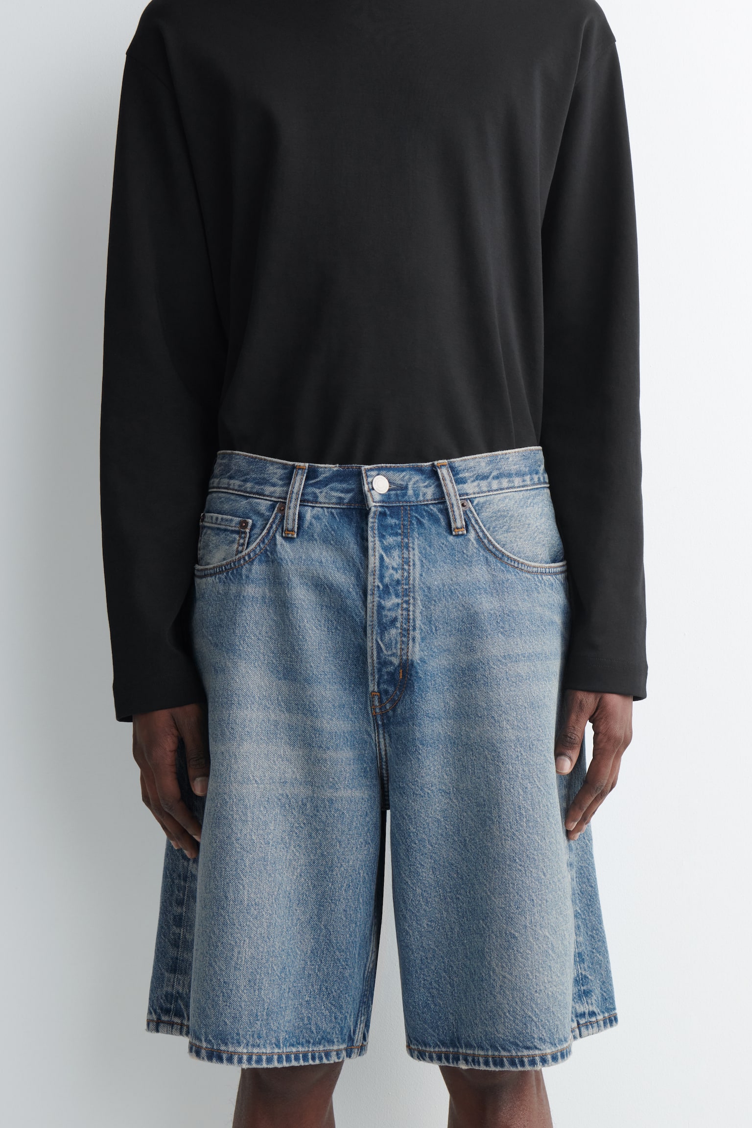 RIDER - BERMUDAS VAQUERAS RELAXED FIT - AZUL/NEGRO DESTEÑIDO - 5