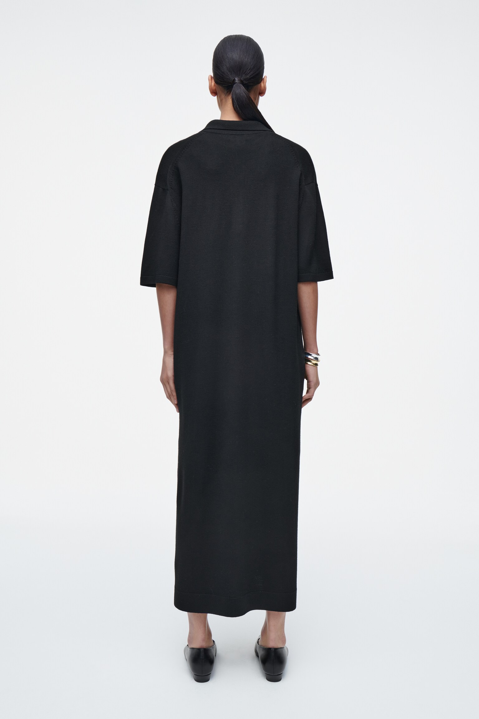 VESTIDO POLO DE LANA MERINO - NEGRO/COBALTO - 6