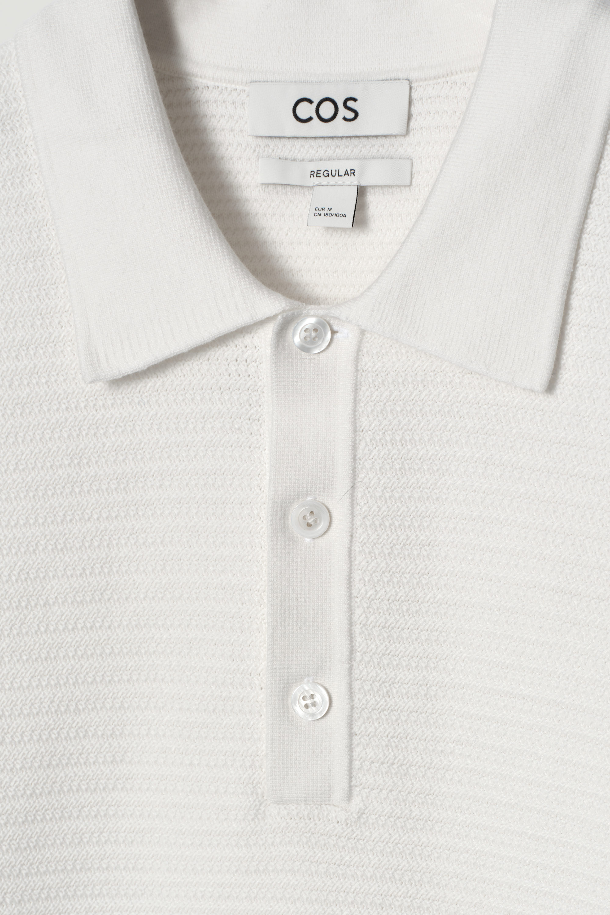 TEXTURED KNITTED COTTON POLO SHIRT - WHITE | COS US