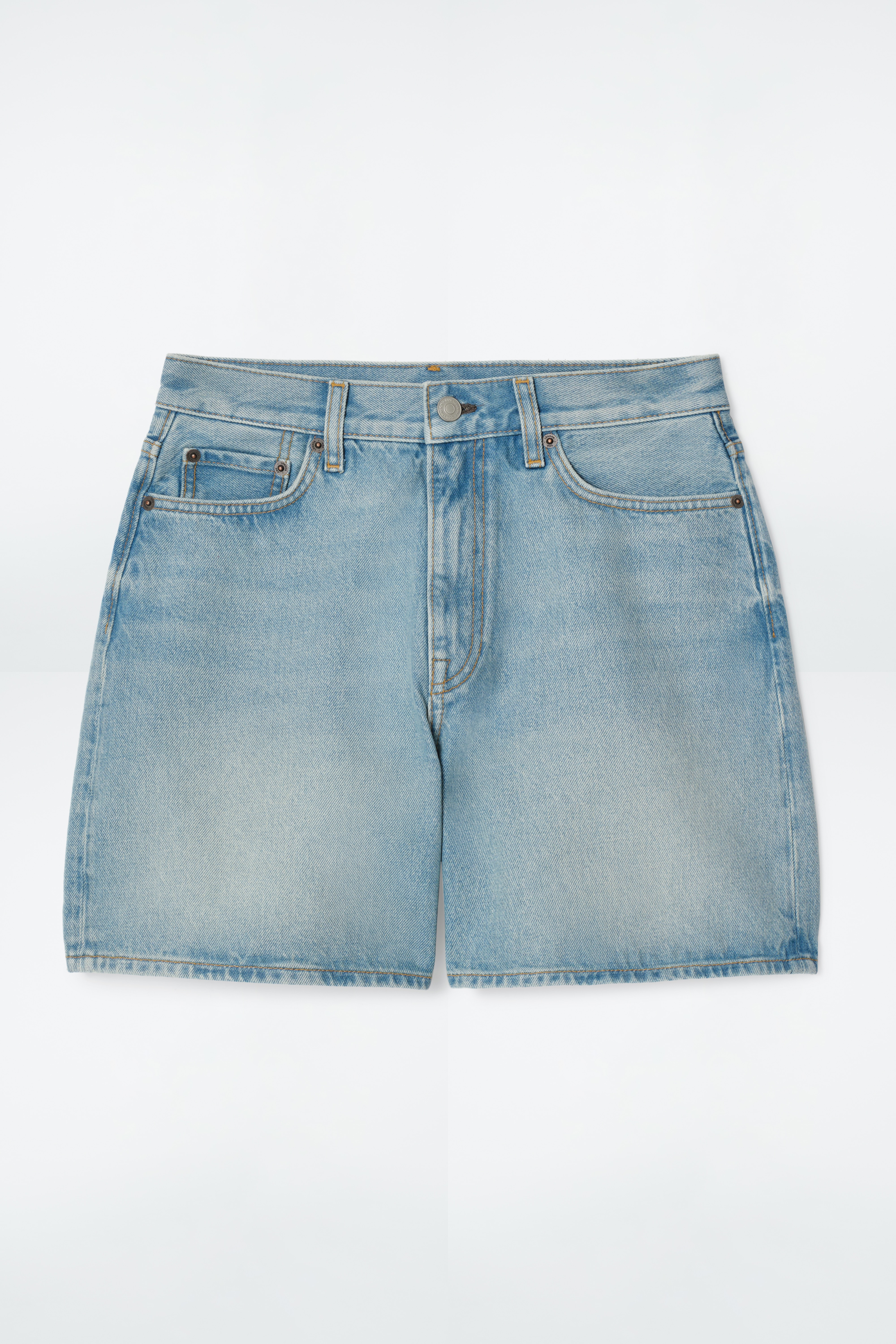 SHORTS IN DENIM A VITA ALTA - BLU LAVATO/INDACO