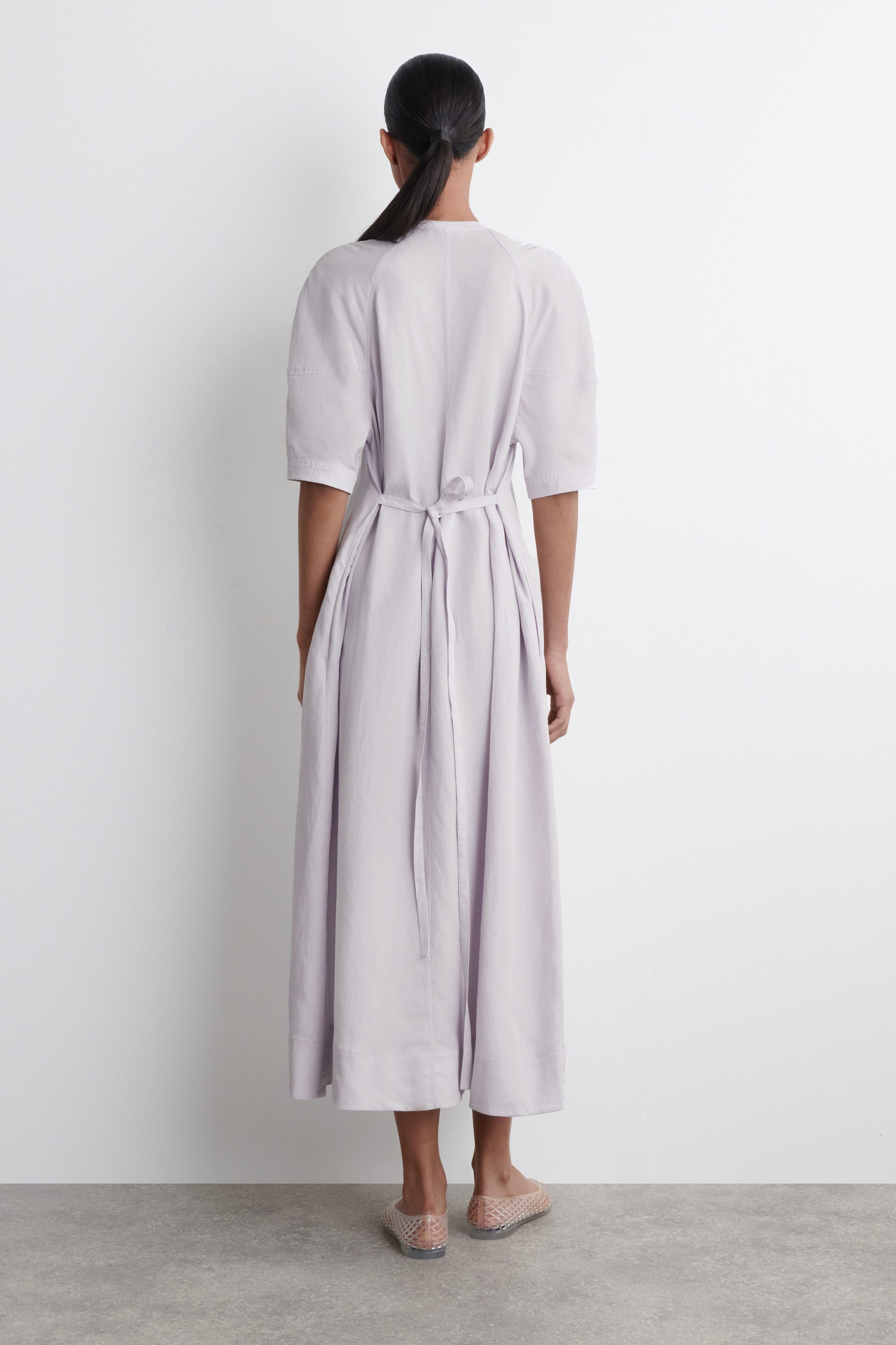 TIE-DETAIL MIDI DRESS
