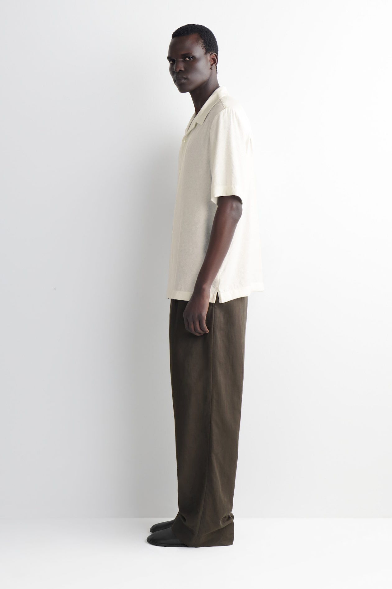 CAMP-COLLAR JACQUARD SHIRT — CREAM