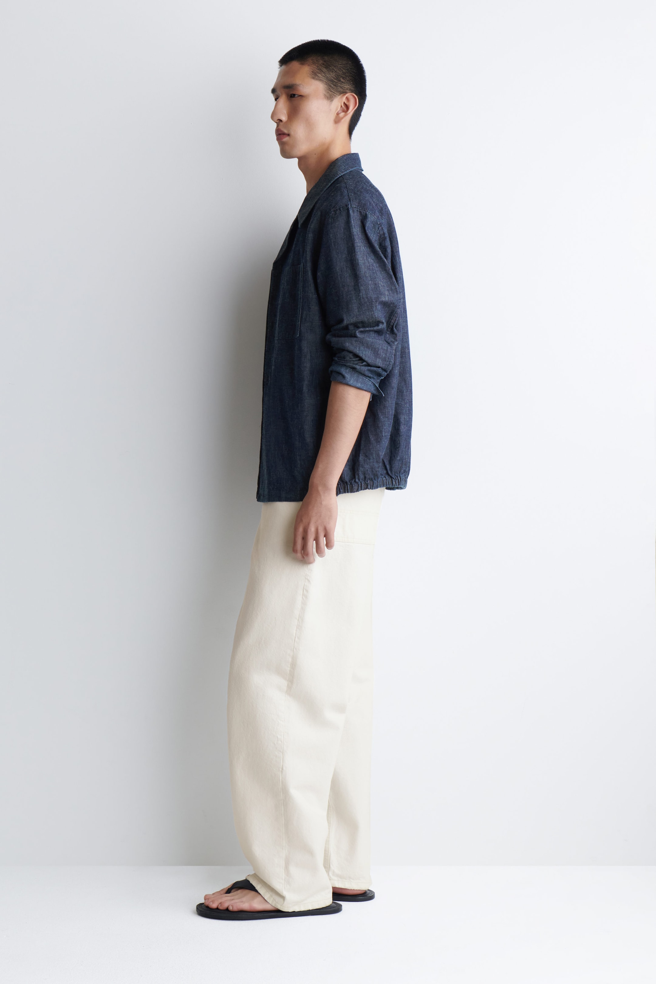 RESORT-COLLAR DENIM OVERSHIRT