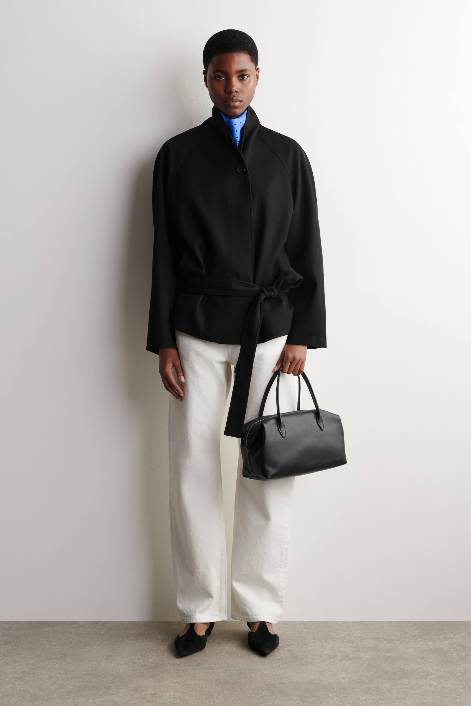 צעיף משי מנוקד - BLUE / CREAM / POLKA DOT - 3