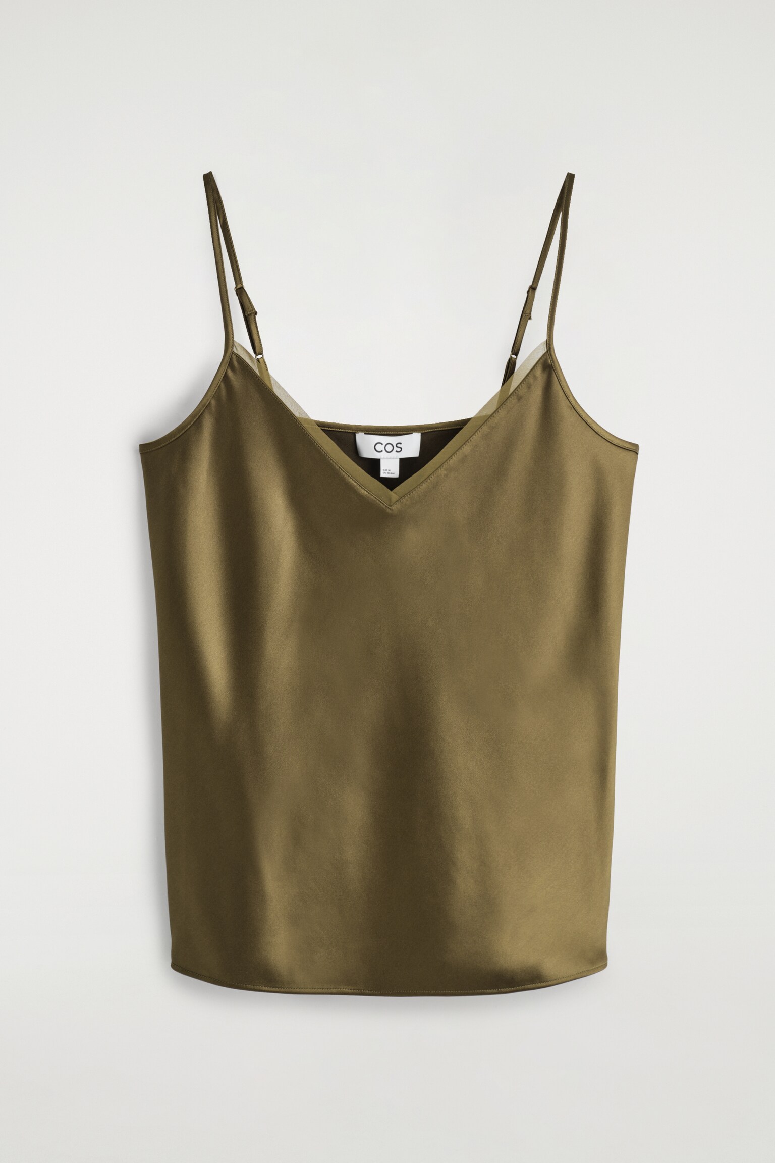 TOP LENCERO SATINADO CON CUELLO DE PICO - MARRÓN - 2